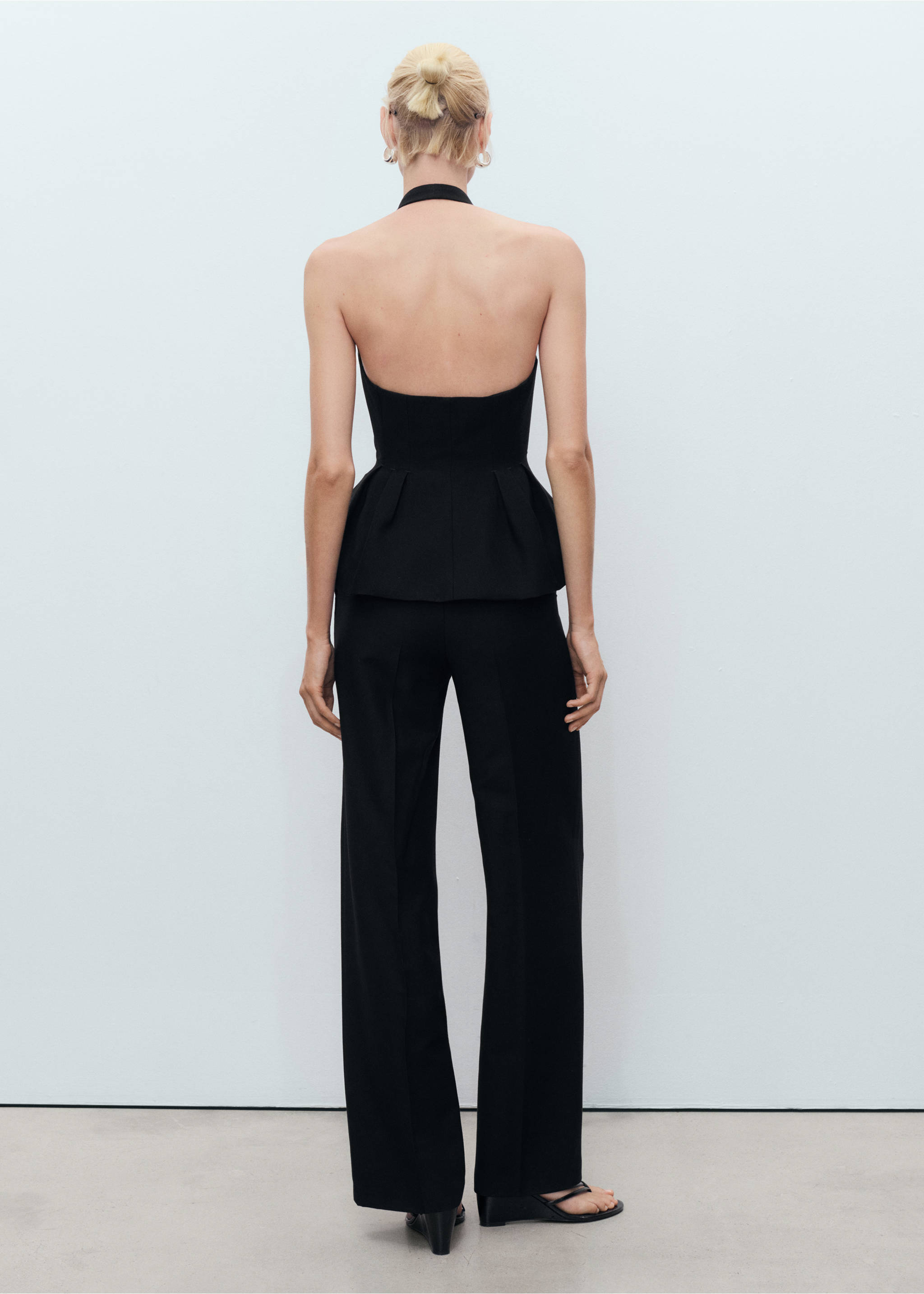 Pantalon de costume droit taille normale - Verso de l’article, Noir. Ref: 17062038-00.