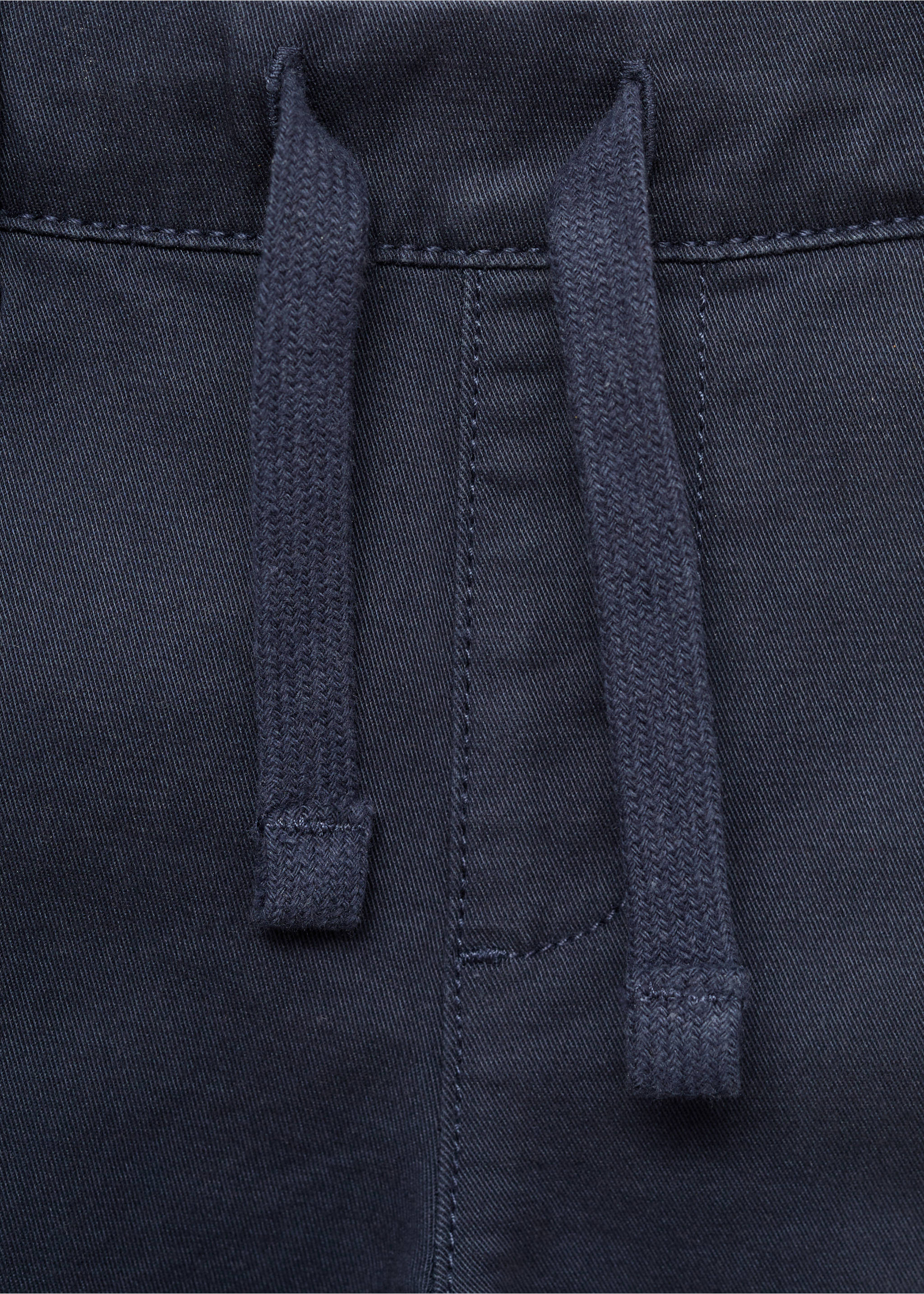 Drawstring cotton trousers - Details of the article 0, Navy. Ref: 17062535-00.