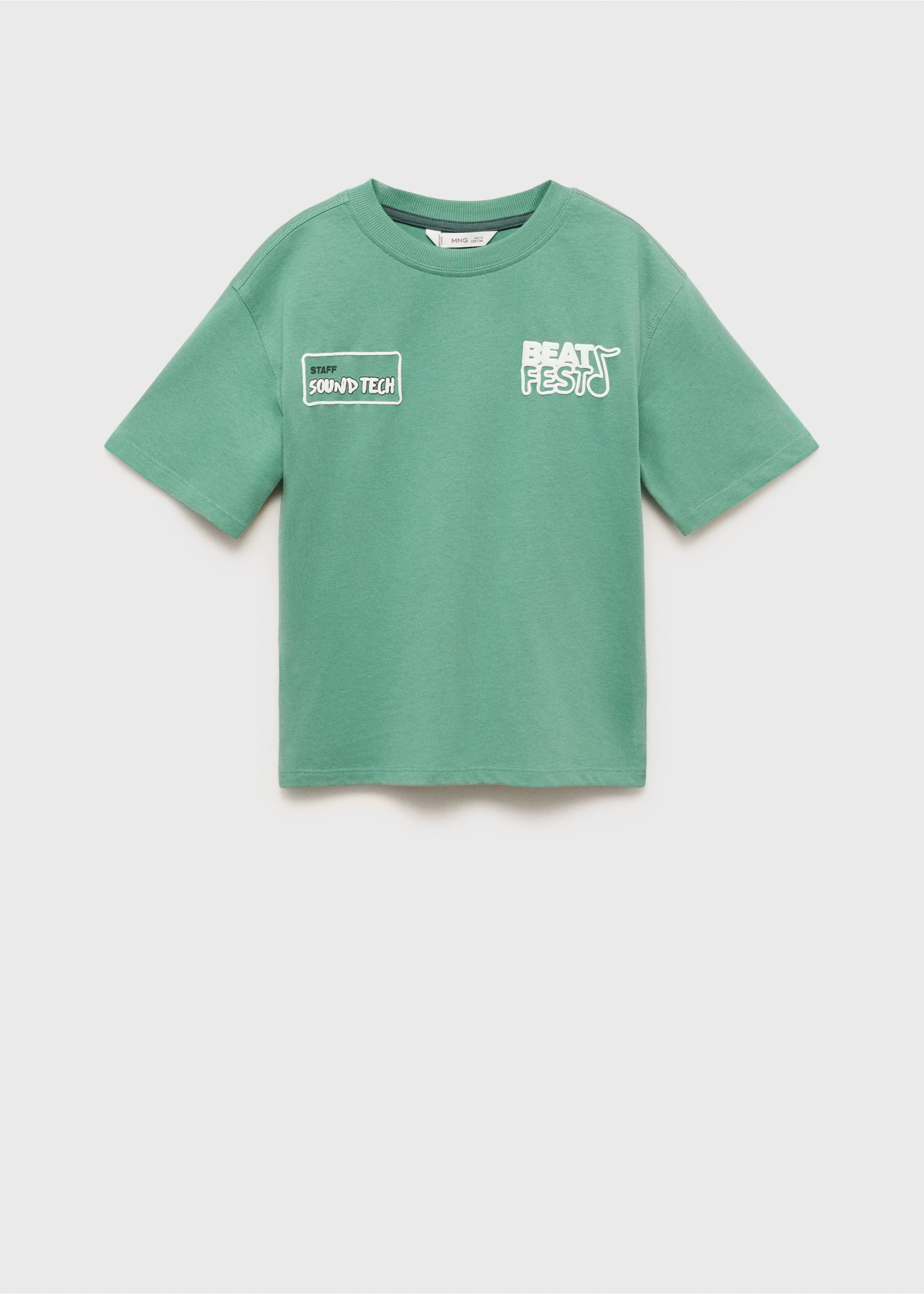 Printed embossed letters t-shirt - Article without model, Green. Ref: 17062538-00.