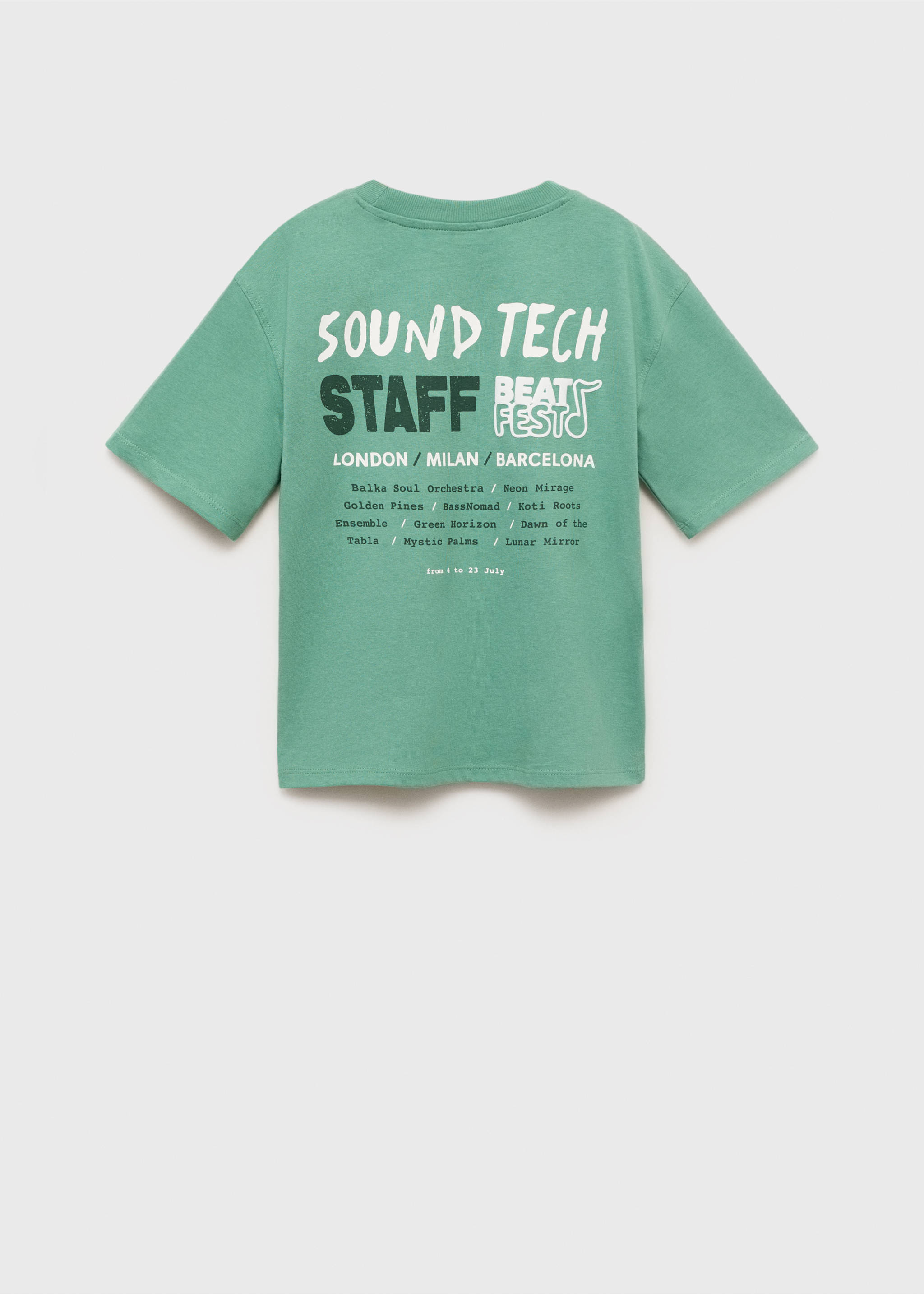 Printed embossed letters t-shirt - Reverse of the article, Green. Ref: 17062538-00.