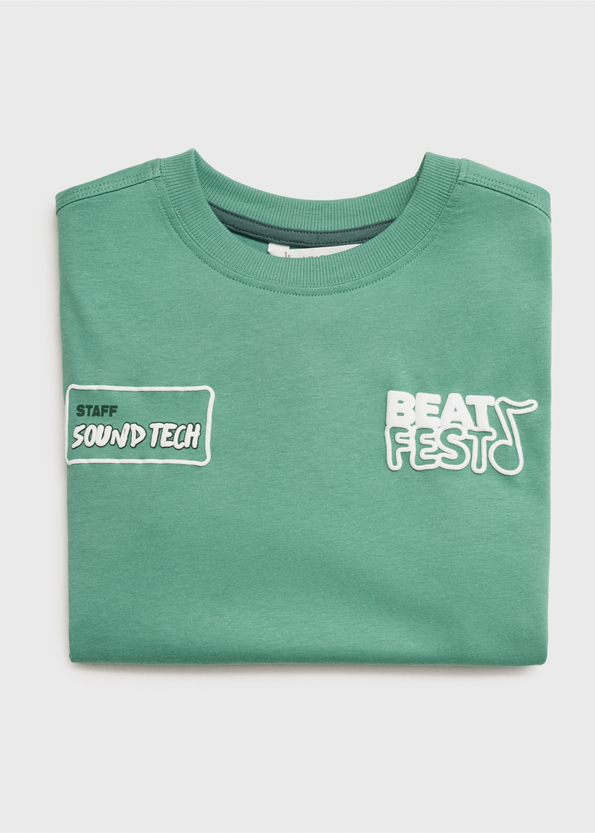 Printed embossed letters t-shirt - Details of the article 0, Green. Ref: 17062538-00.