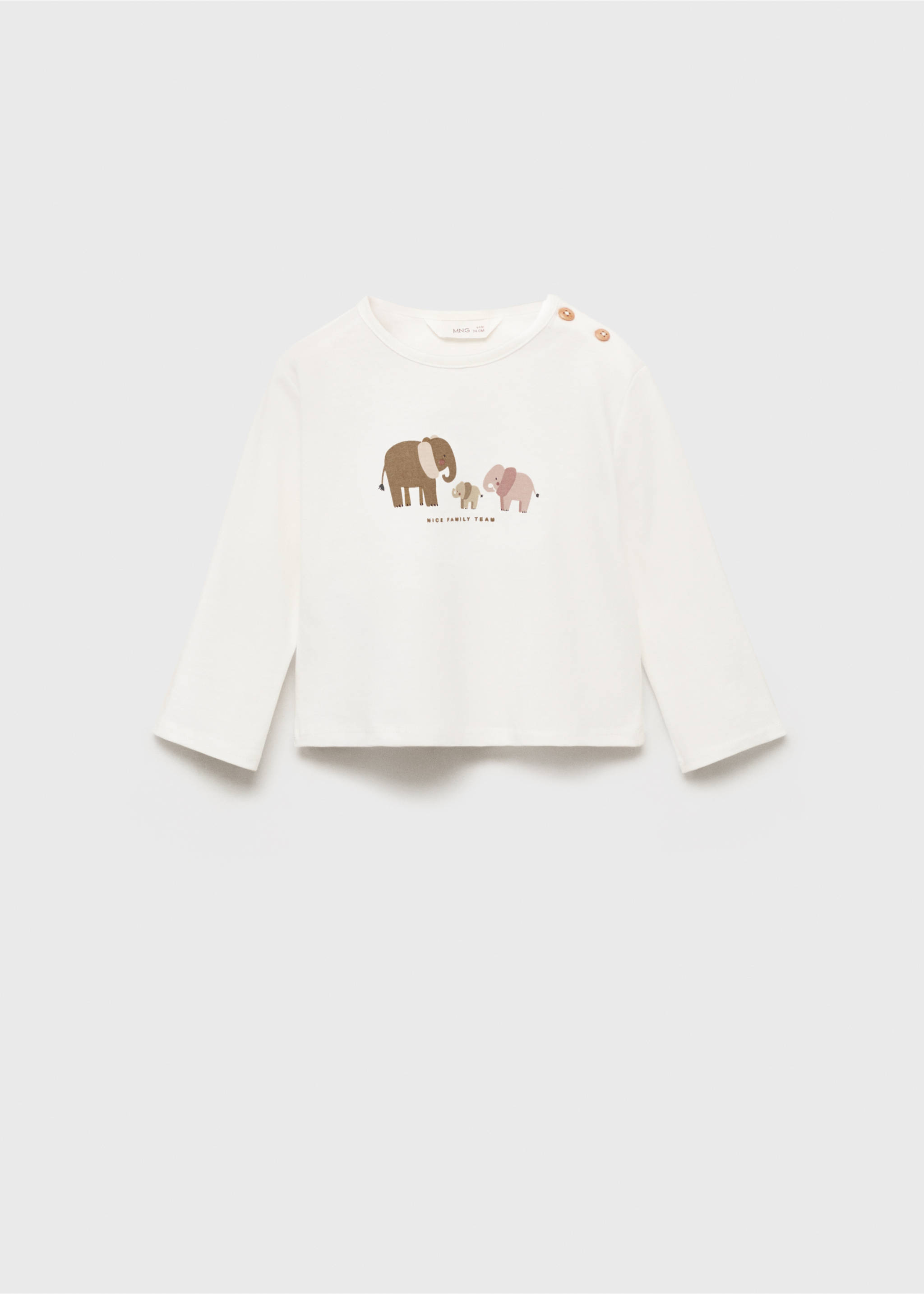 Embossed printed t-shirt - Article without model, Off White. Ref: 17062539-00.
