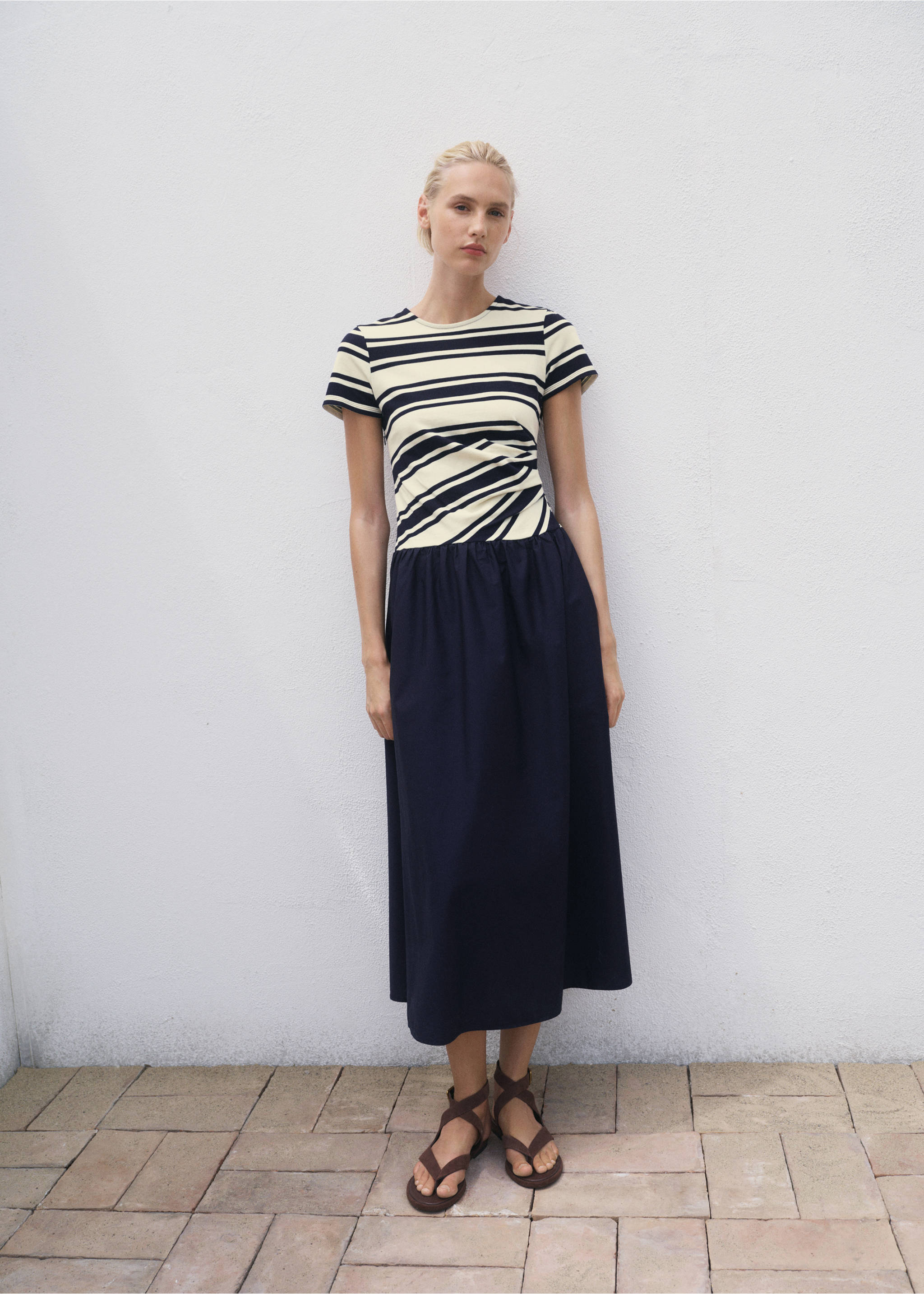 Mixed striped dress - General plane, Dark Navy. Ref: 17062542-00.