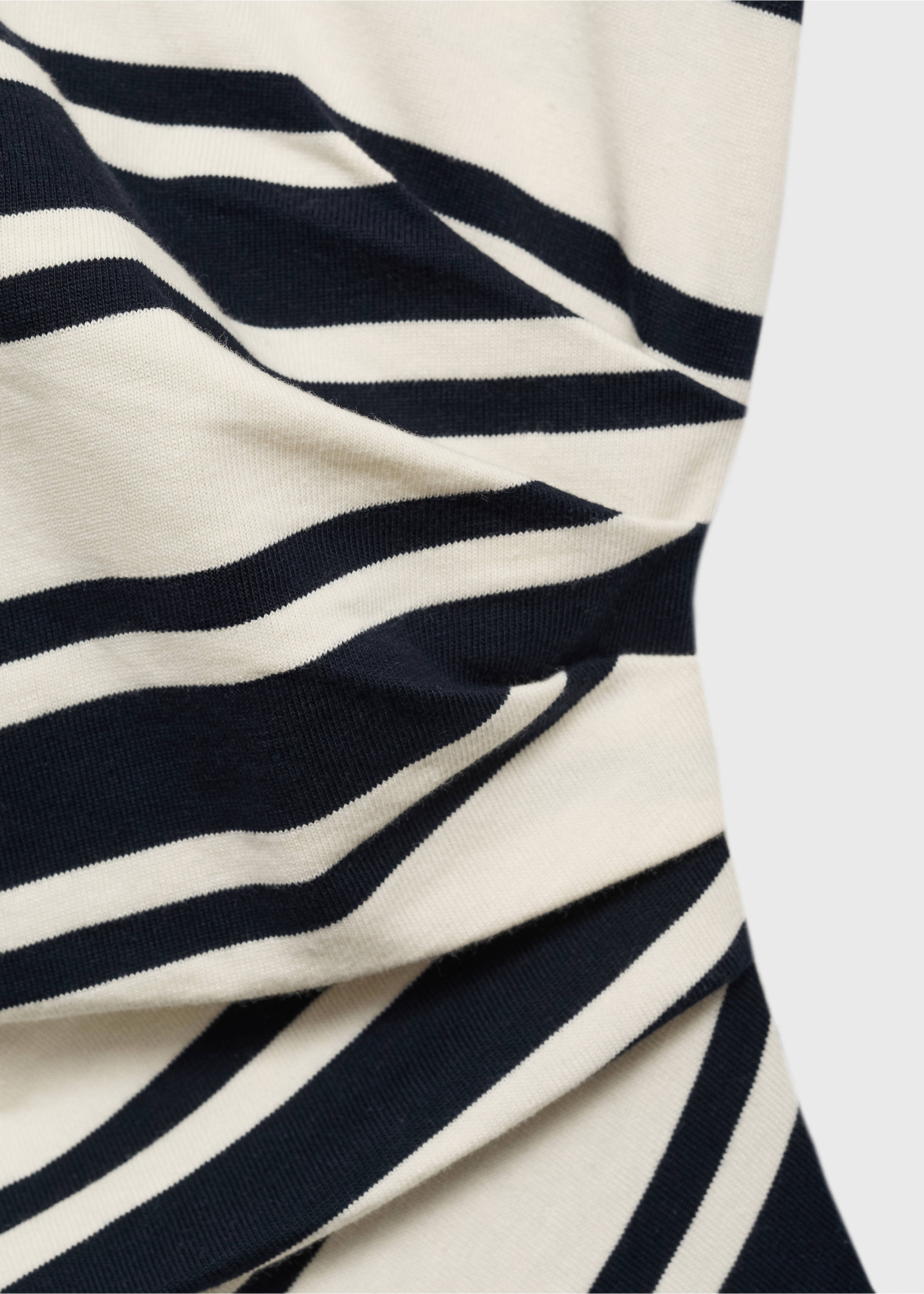 Mixed striped dress - Details of the article 8, Dark Navy. Ref: 17062542-00.