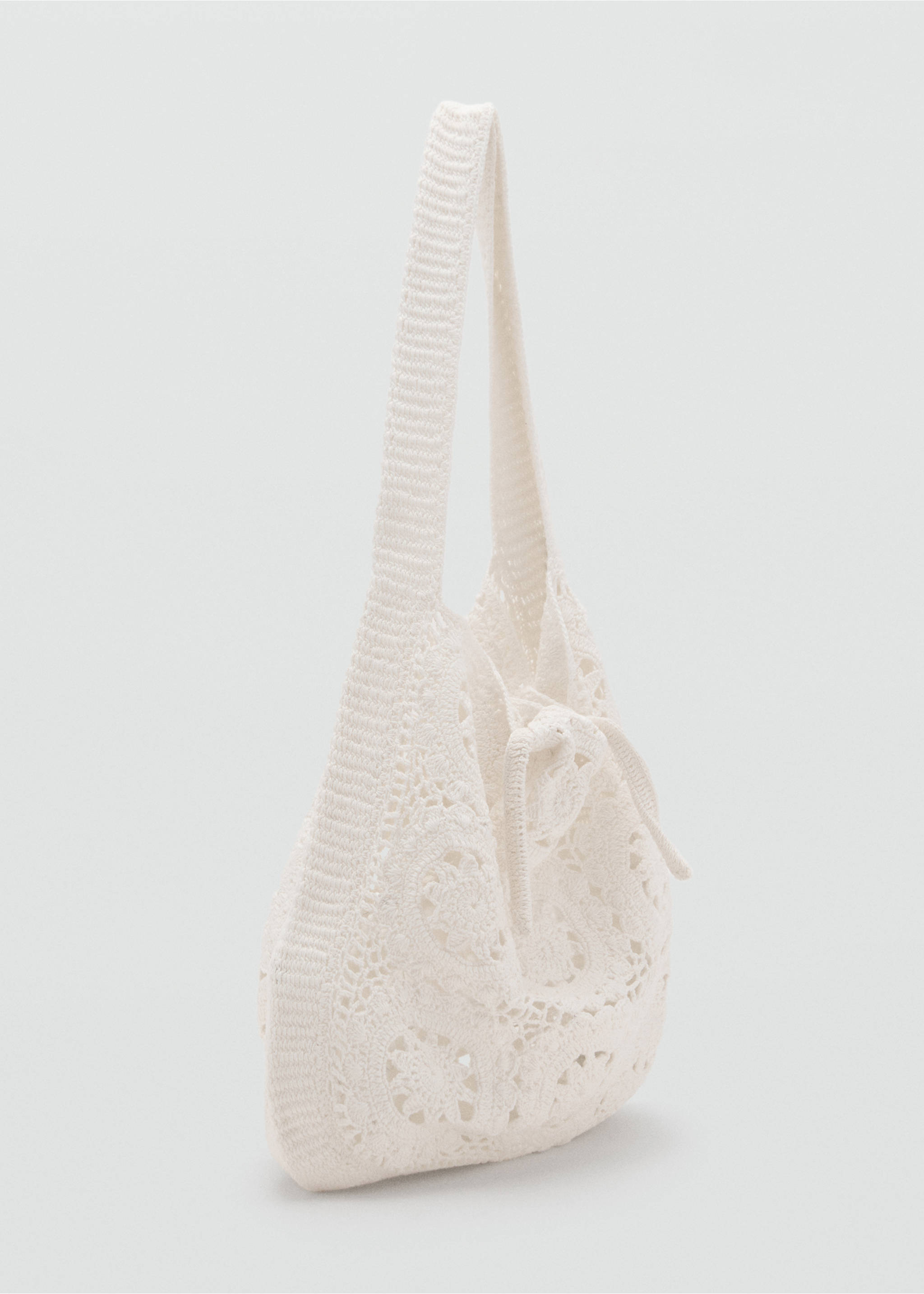 Crochet shopper bag - Medium plane, White. Ref: 17062543-00.