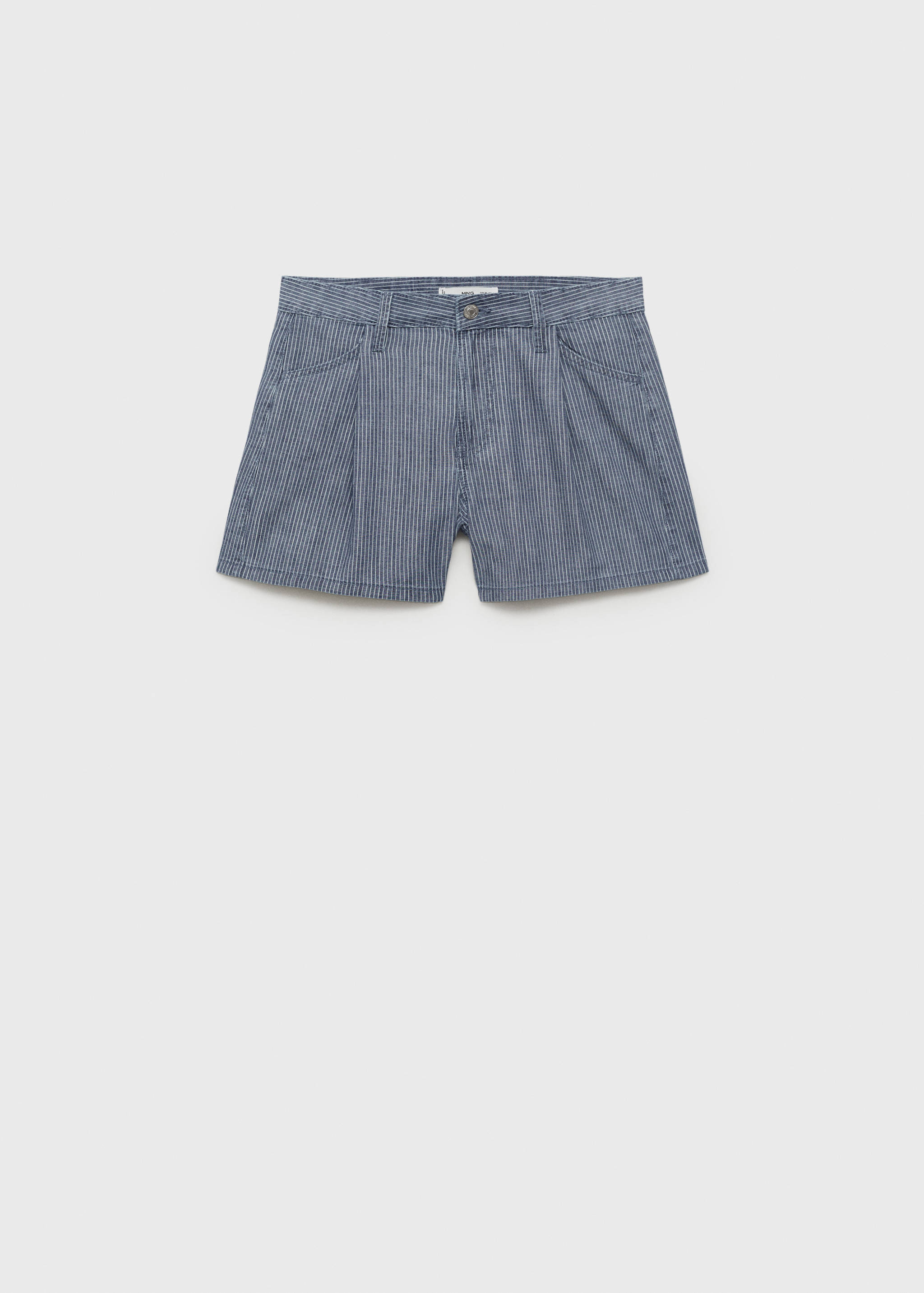 Striped denim shorts with pleats - Article without model