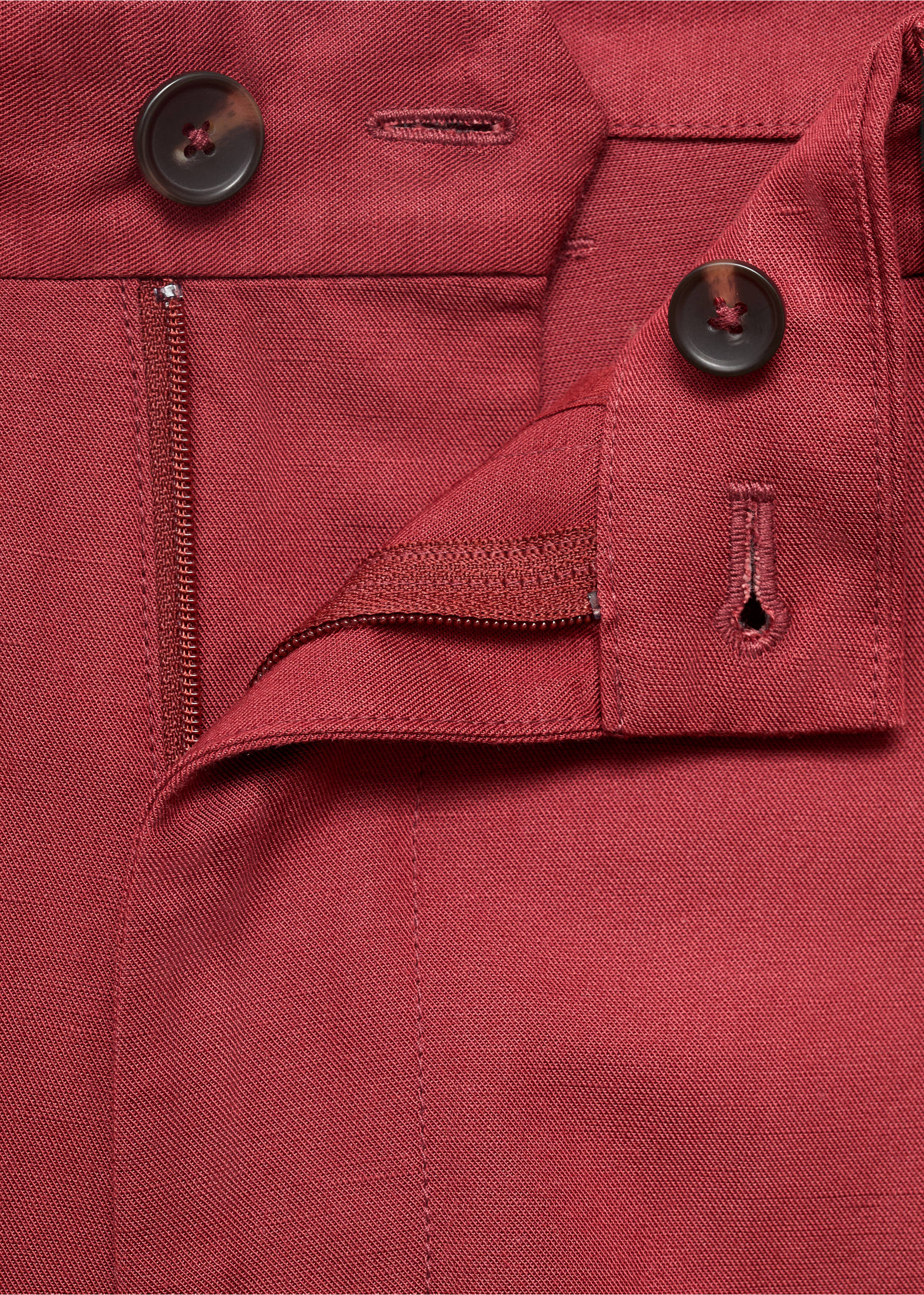 Bermudas en lin mélangé taille élastique - Détail de l'article 8, Cerise. Ref: 17062902-00.