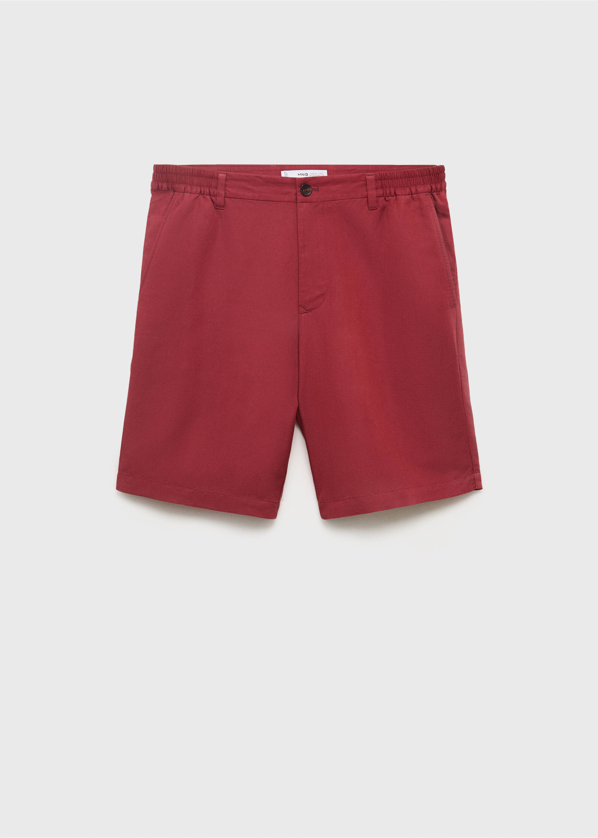 Bermudas en lin mélangé taille élastique - Article sans modèle, Cerise. Ref: 17062902-00.