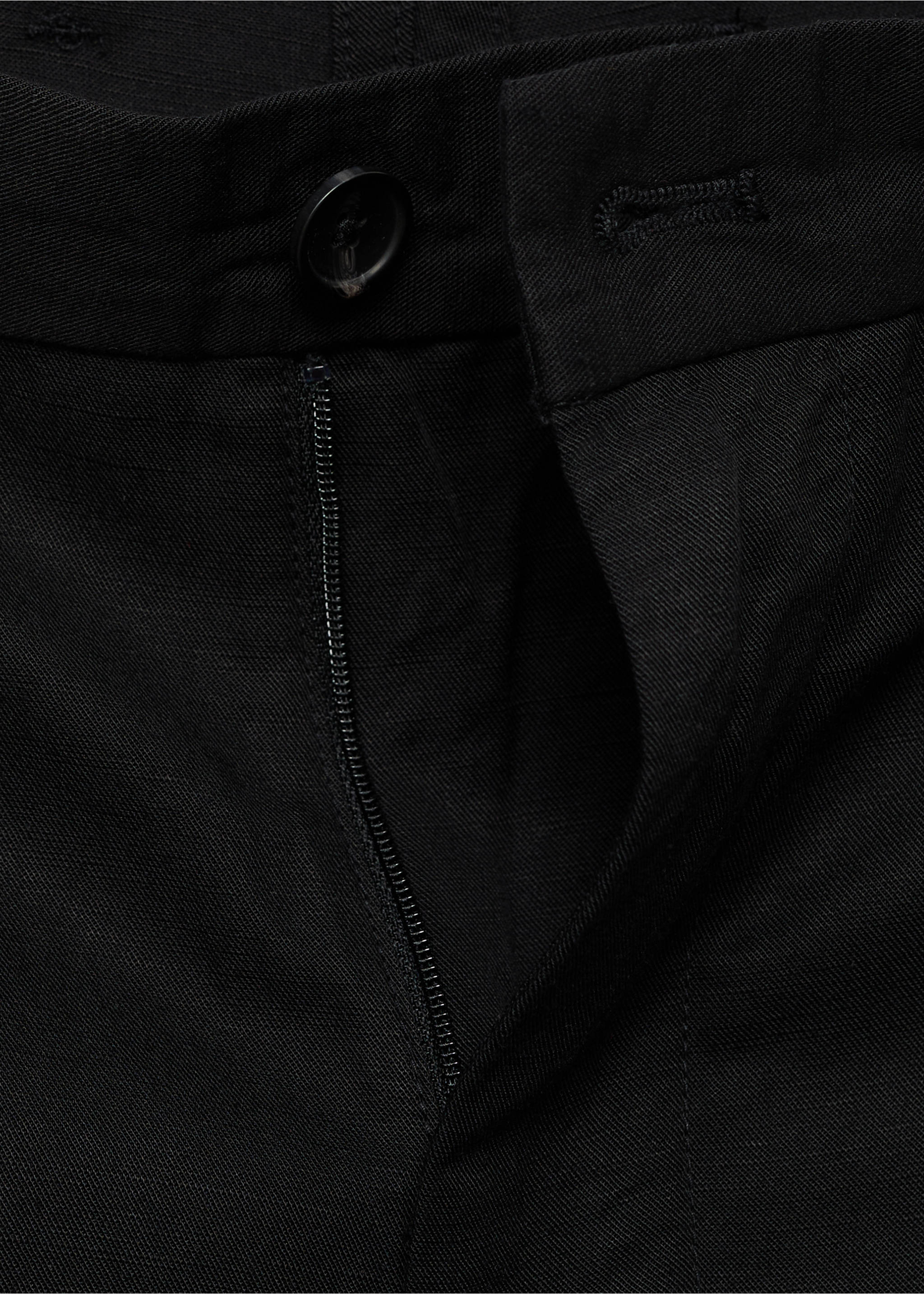 Linen-blend shorts with an elastic waistband - Details of the article 8, Black. Ref: 17062902-00.