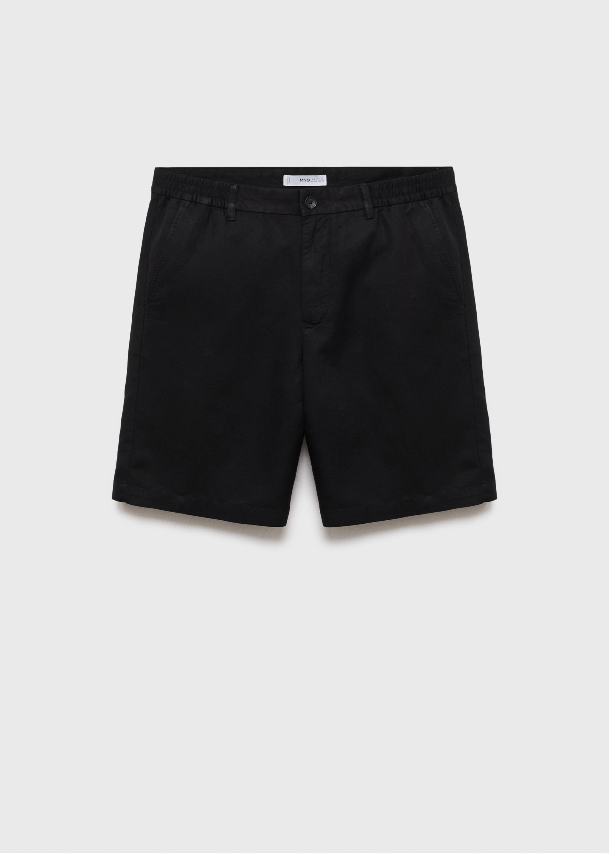 Linen-blend shorts with an elastic waistband - Article without model, Black. Ref: 17062902-00.