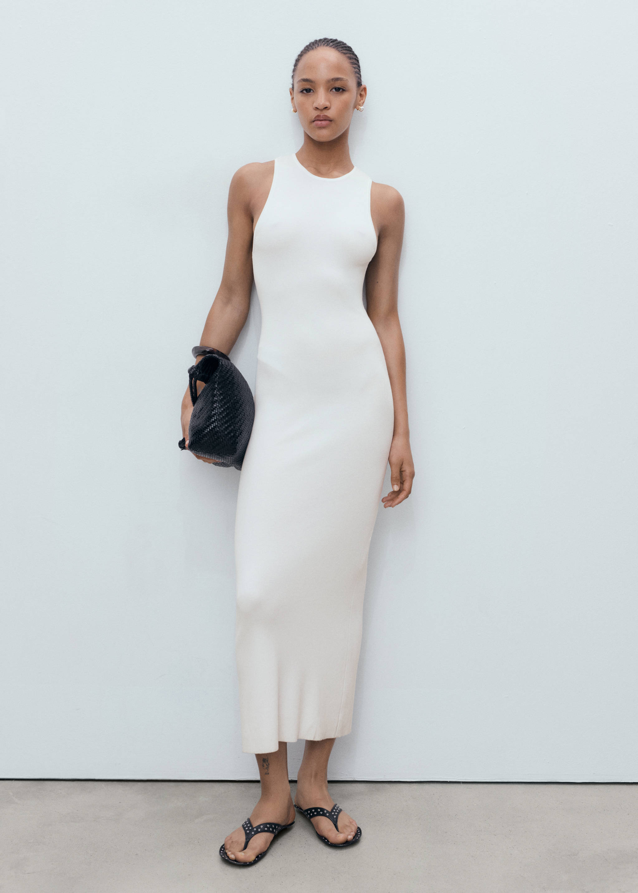 Vestido punto cuello halter - Plano general