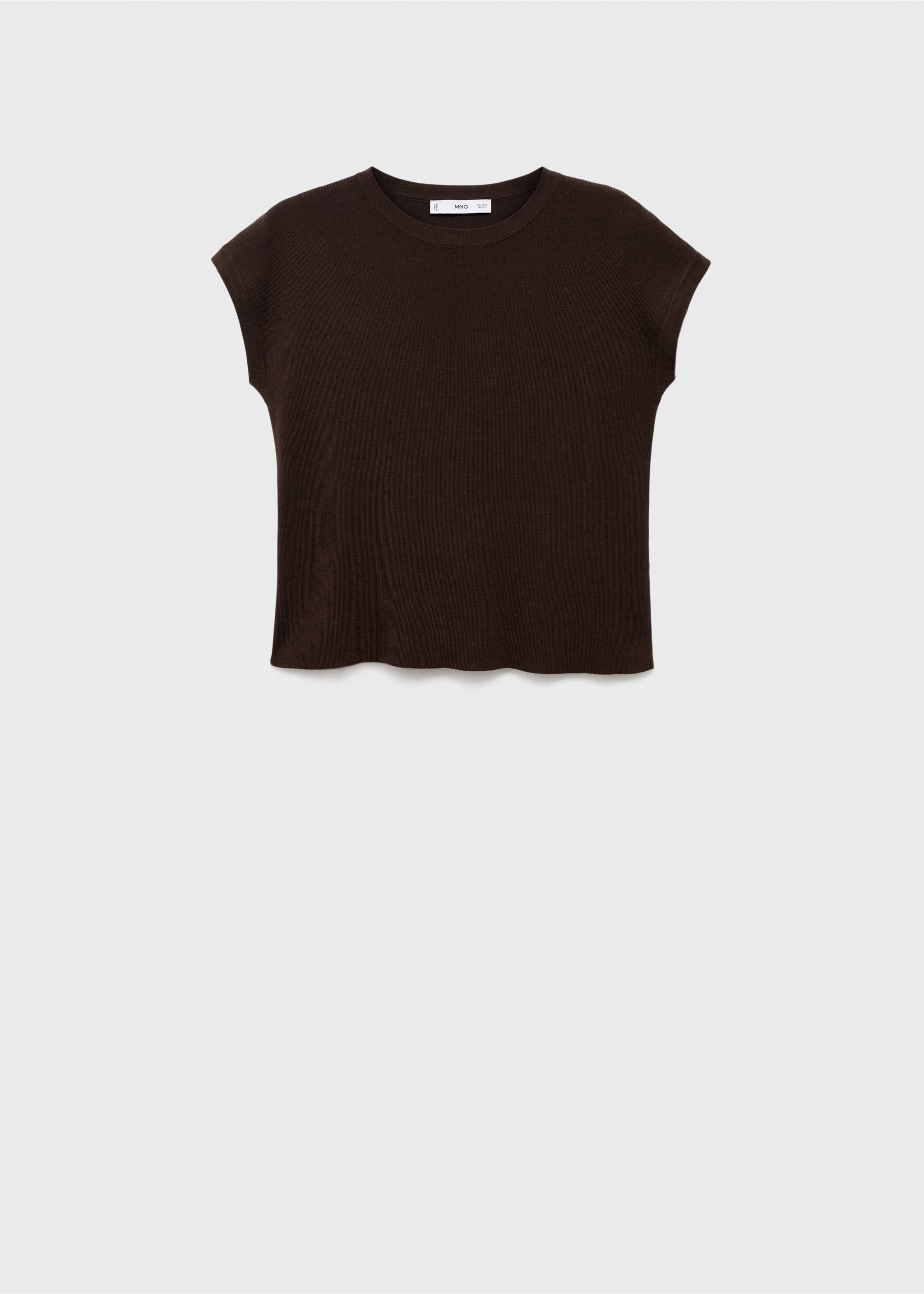 Short-sleeved knitted cotton sweater - Article without model, Chocolate. Ref: 17062904-00.