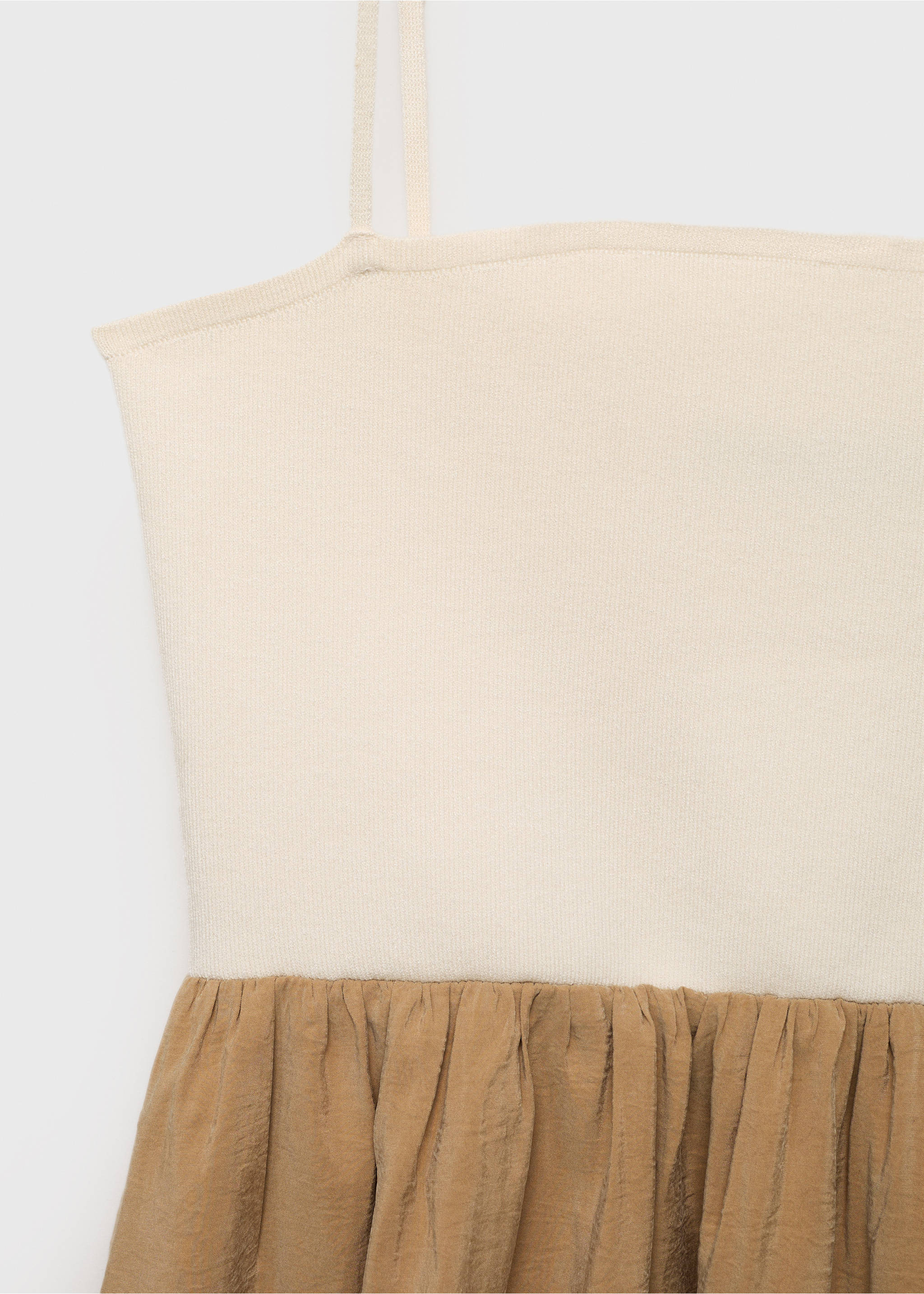 Combined knitted balloon dress - Details of the article 0, Medium Brown. Ref: 17062907-00.
