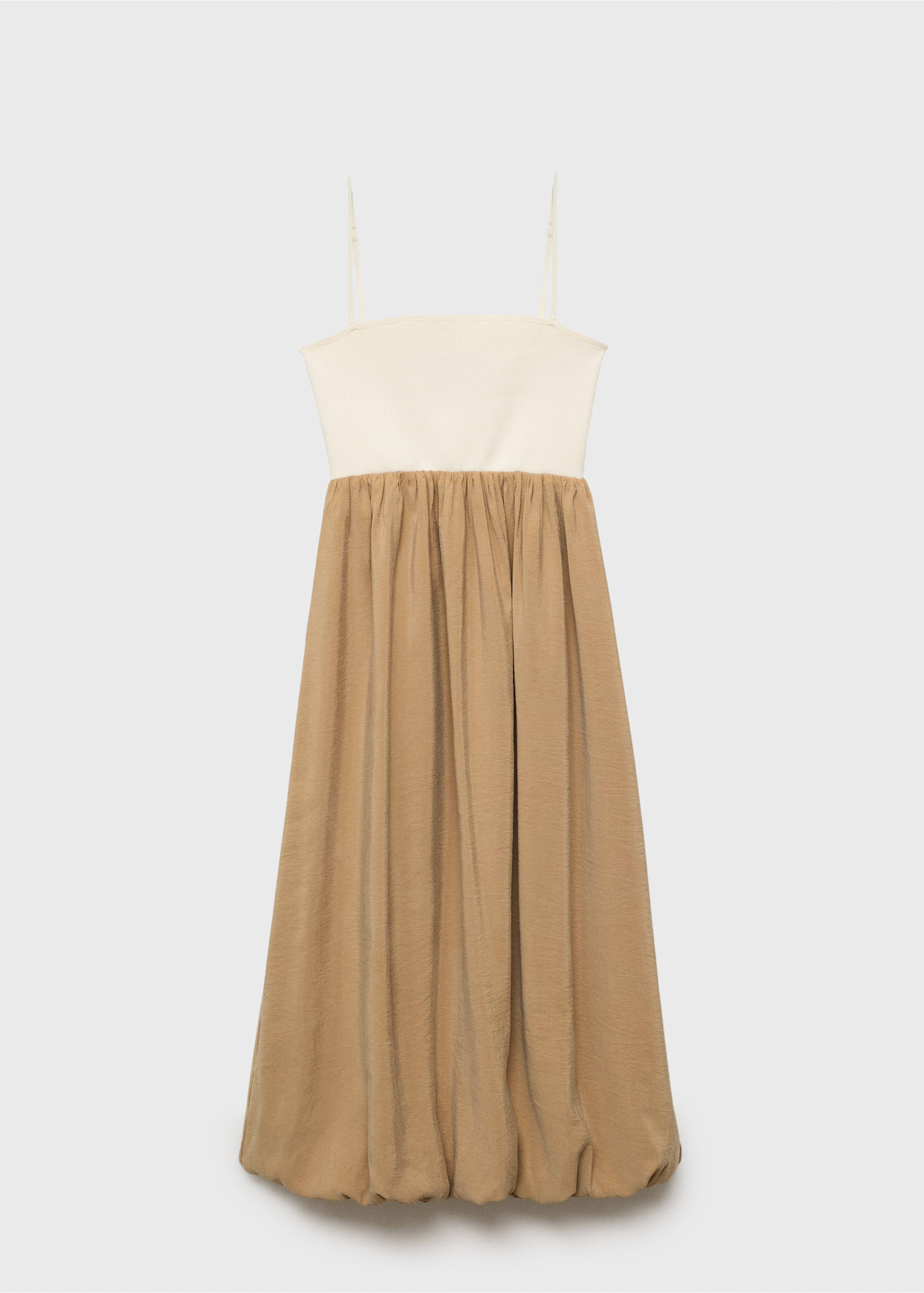 Combined knitted balloon dress - Article without model, Medium Brown. Ref: 17062907-00.