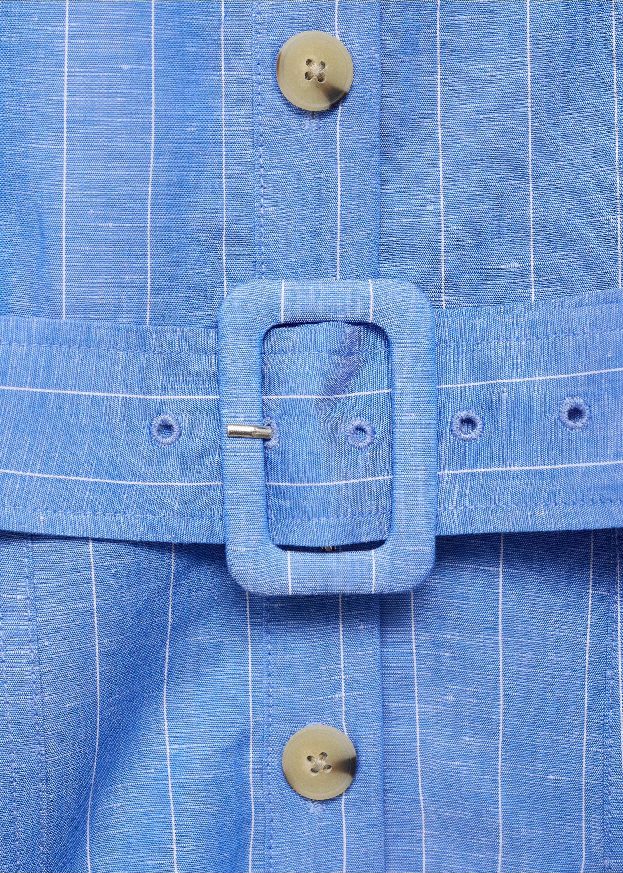 Striped linen-blend shirt-style dress - Details of the article 8, Blue. Ref: 17062908-00.