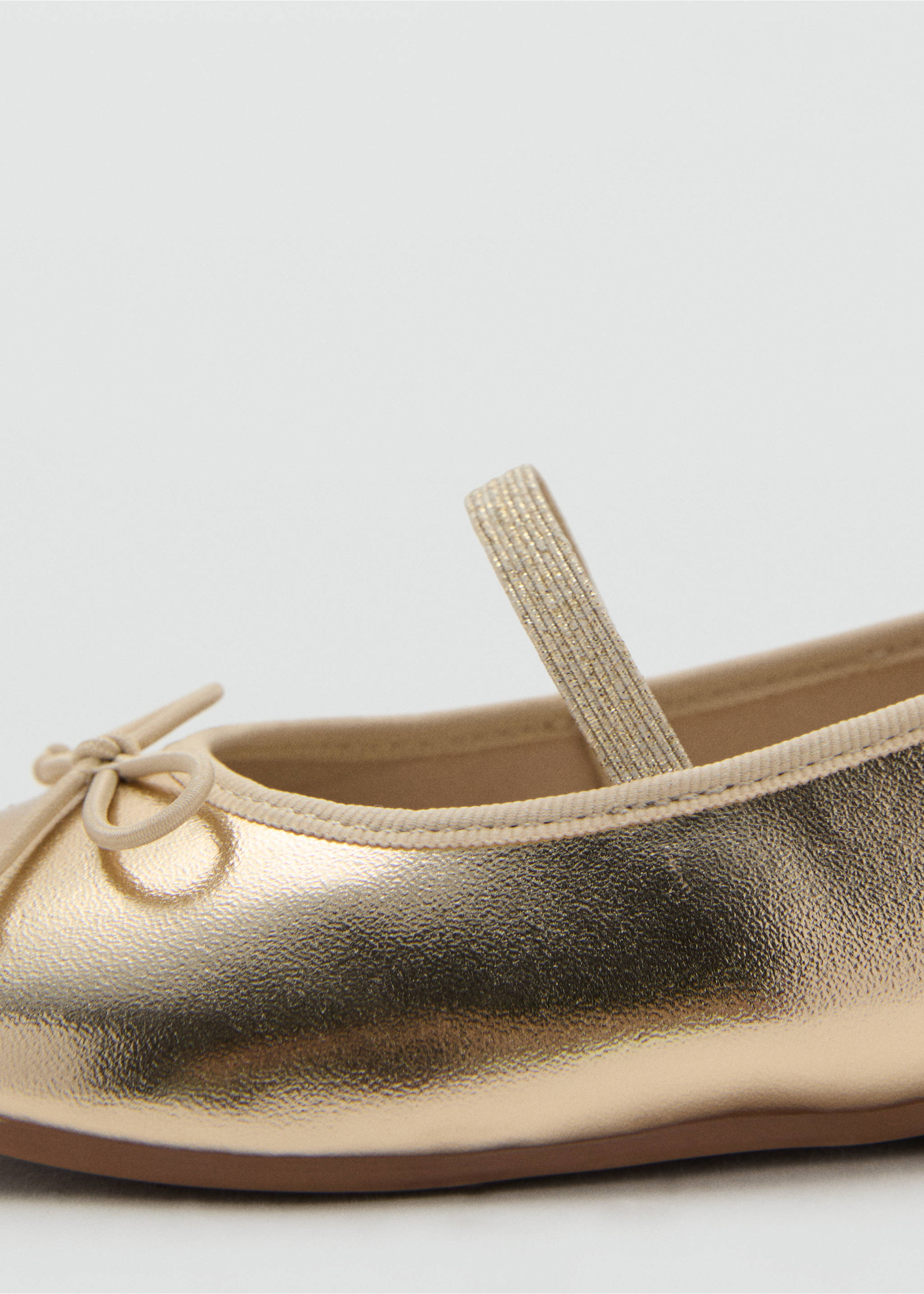 Metallic ballet flats with bow - Details of the article 1, Gold. Ref: 17062910-00.