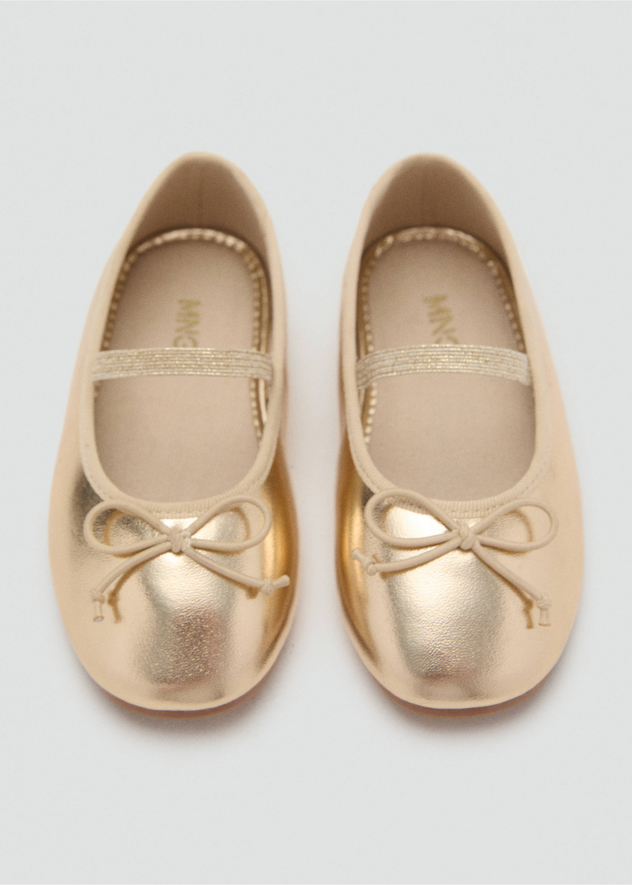 Metallic ballet flats with bow - Details of the article 2, Gold. Ref: 17062910-00.