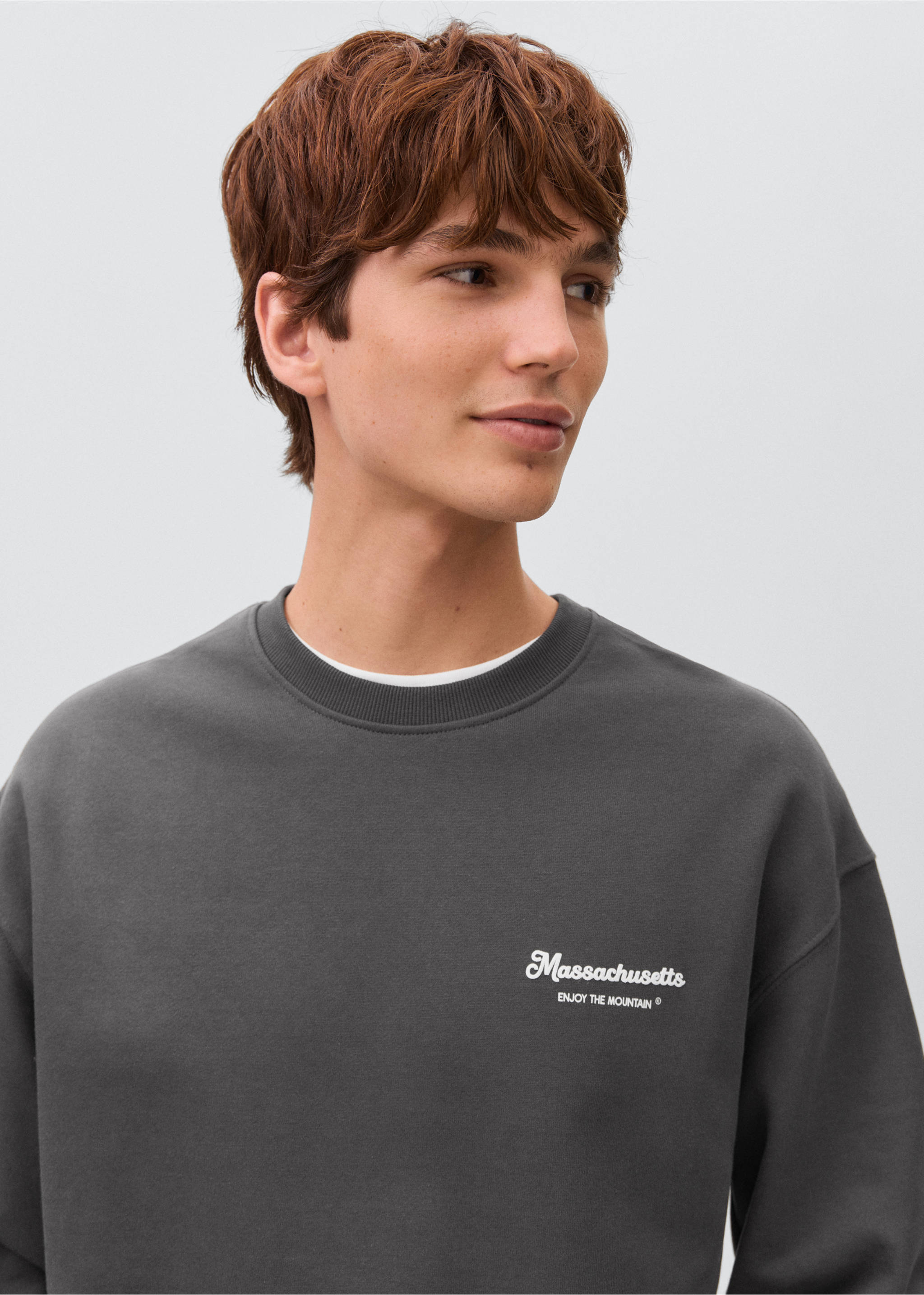 Printed cotton sweatshirt - Details of the article 1, Charcoal. Ref: 17062913-00.