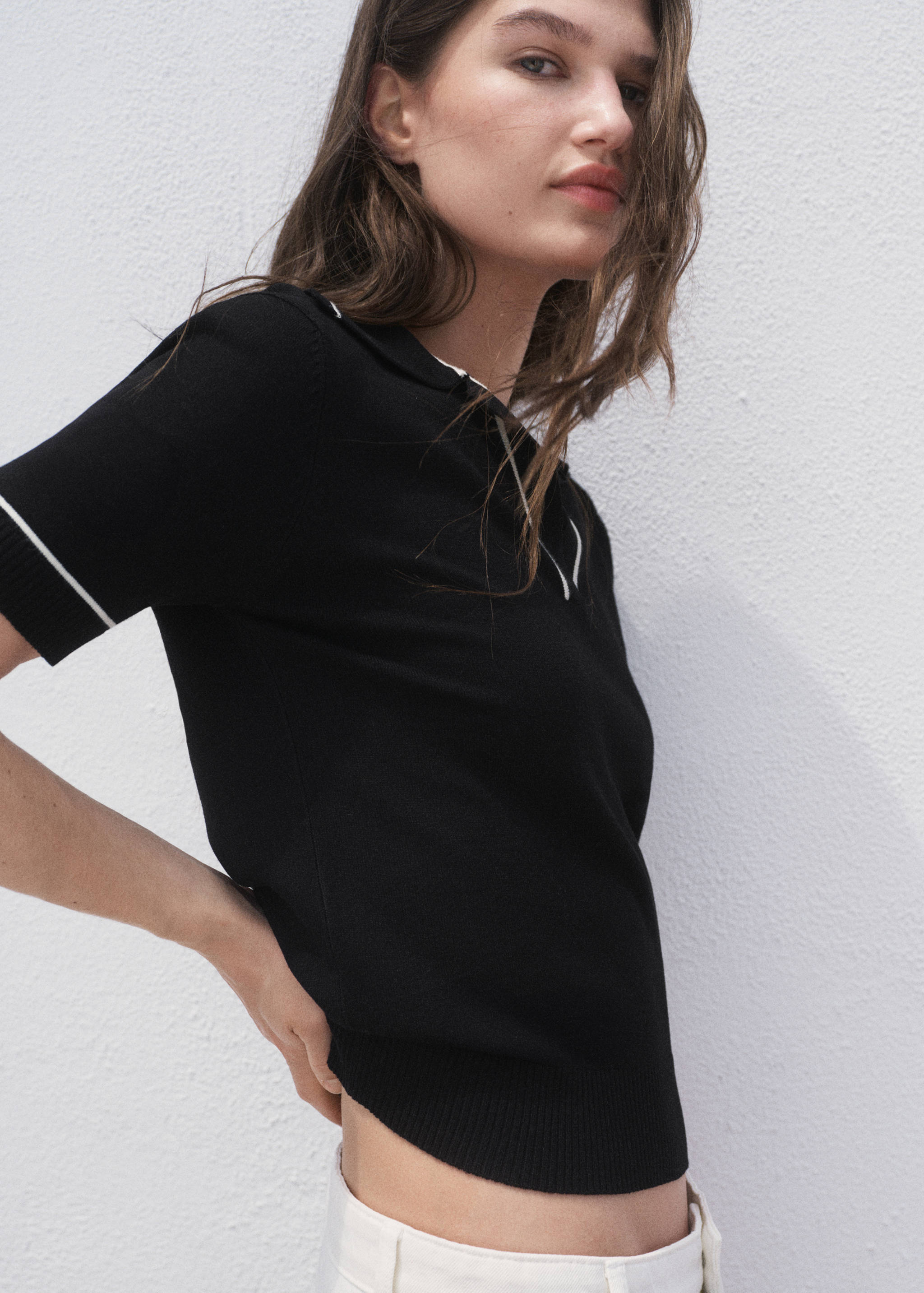Polo-neck sweater with contrasting trims - Medium plane