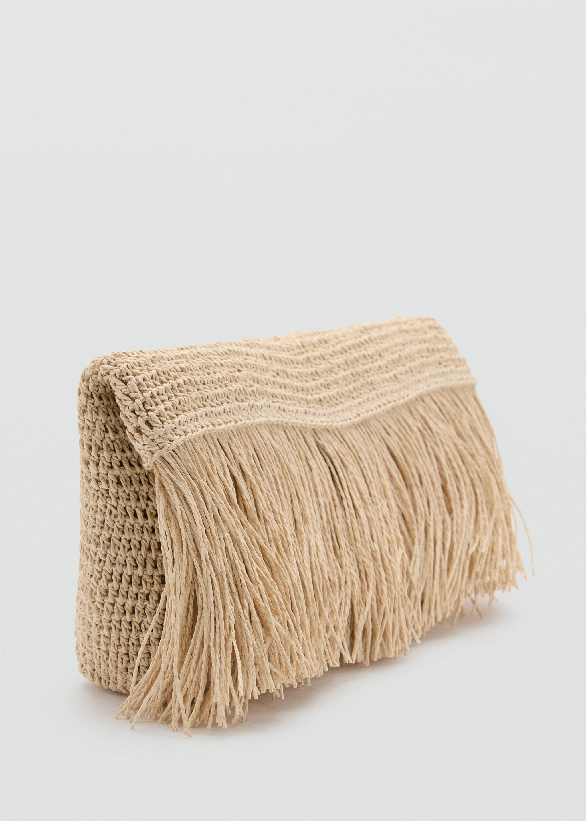 Handtasche aus Naturfaser mit Fransen - Mittlere Ansicht