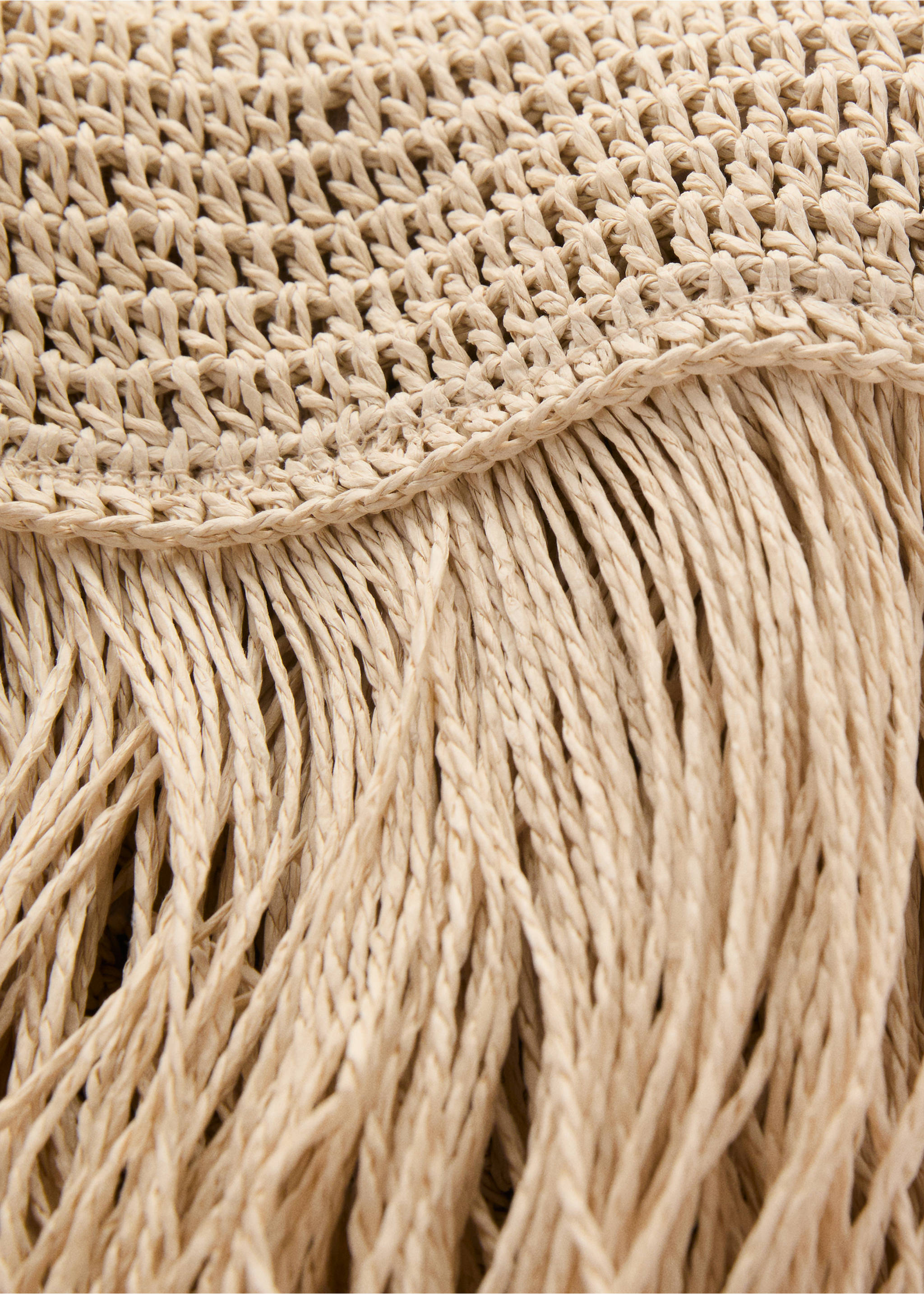 Handtasche aus Naturfaser mit Fransen - Detail des Artikels 1, Beige. Ref: 17062917-00.