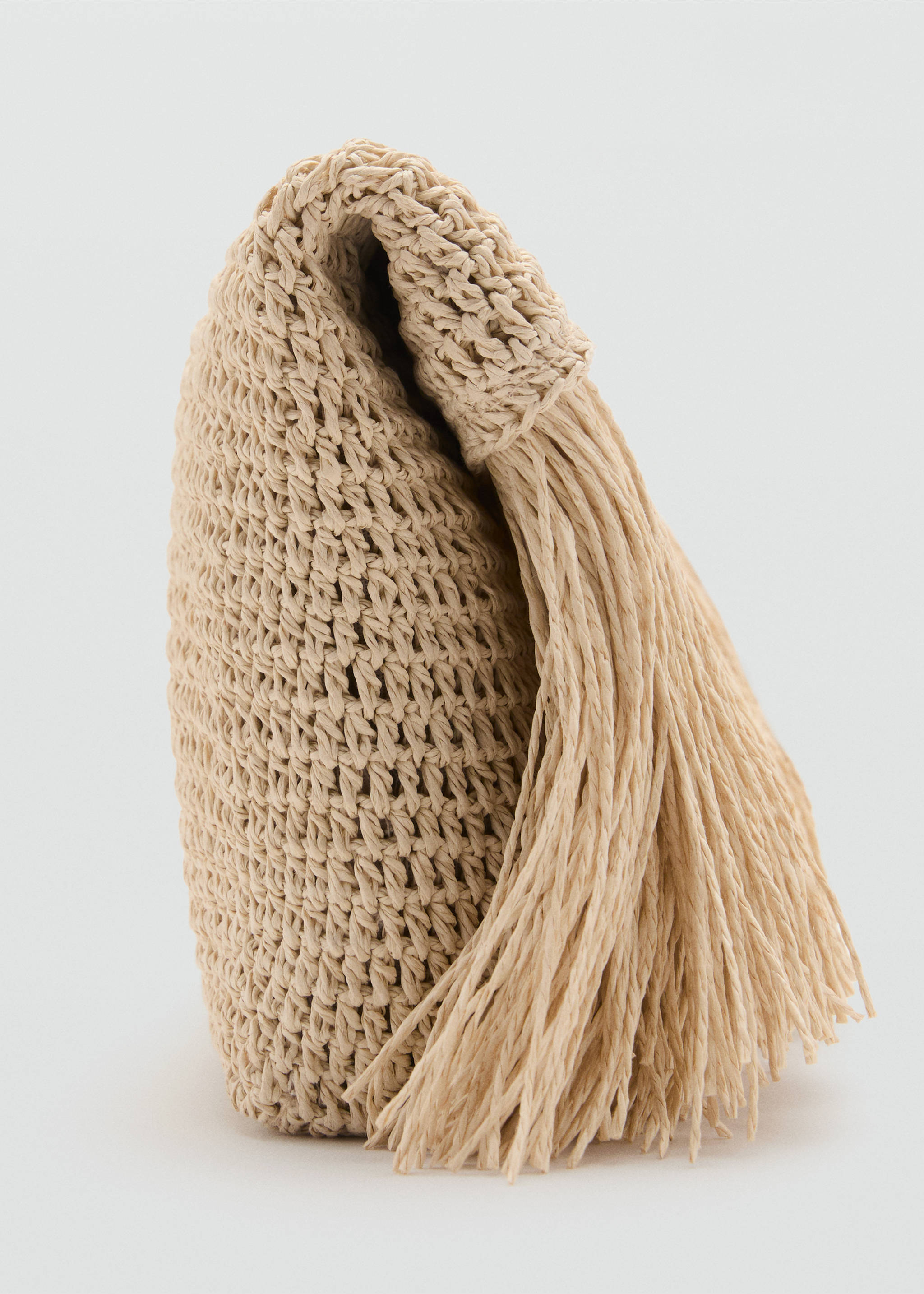 Handtasche aus Naturfaser mit Fransen - Detail des Artikels 2, Beige. Ref: 17062917-00.