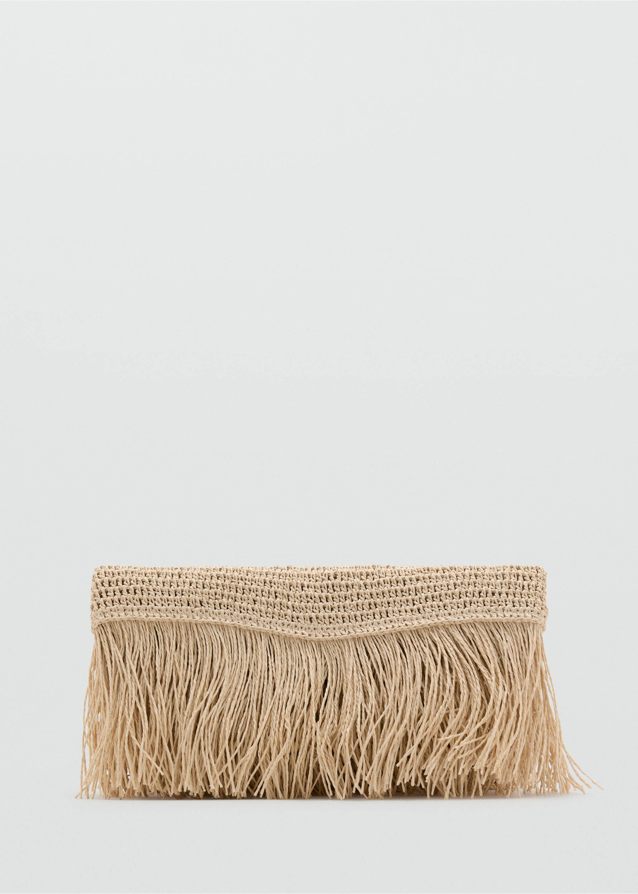 Handtasche aus Naturfaser mit Fransen - Artikel ohne Model, Beige. Ref: 17062917-00.