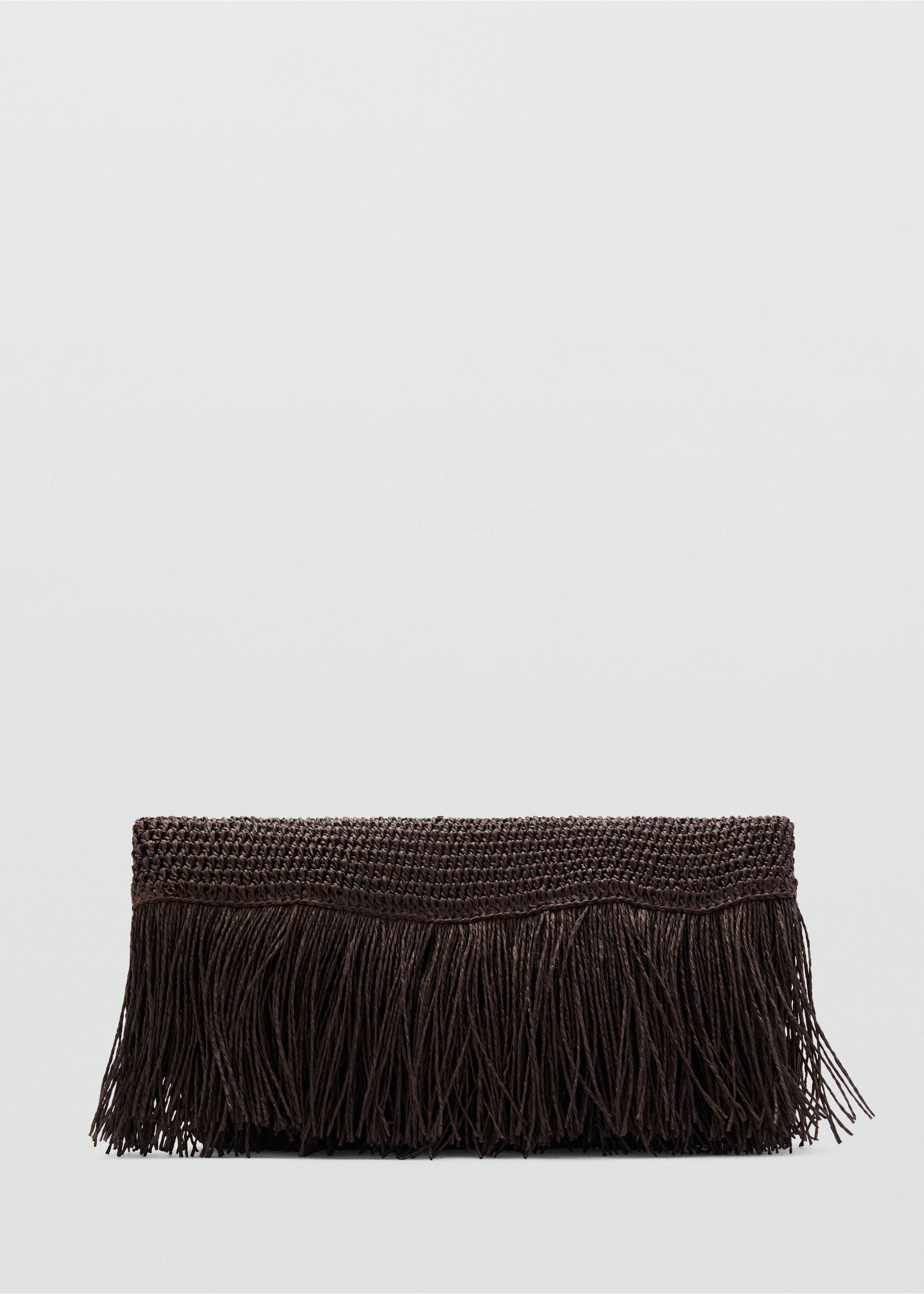 Natural fibre handbag with fringes - Article without model, Chocolate. Ref: 17062917-00.