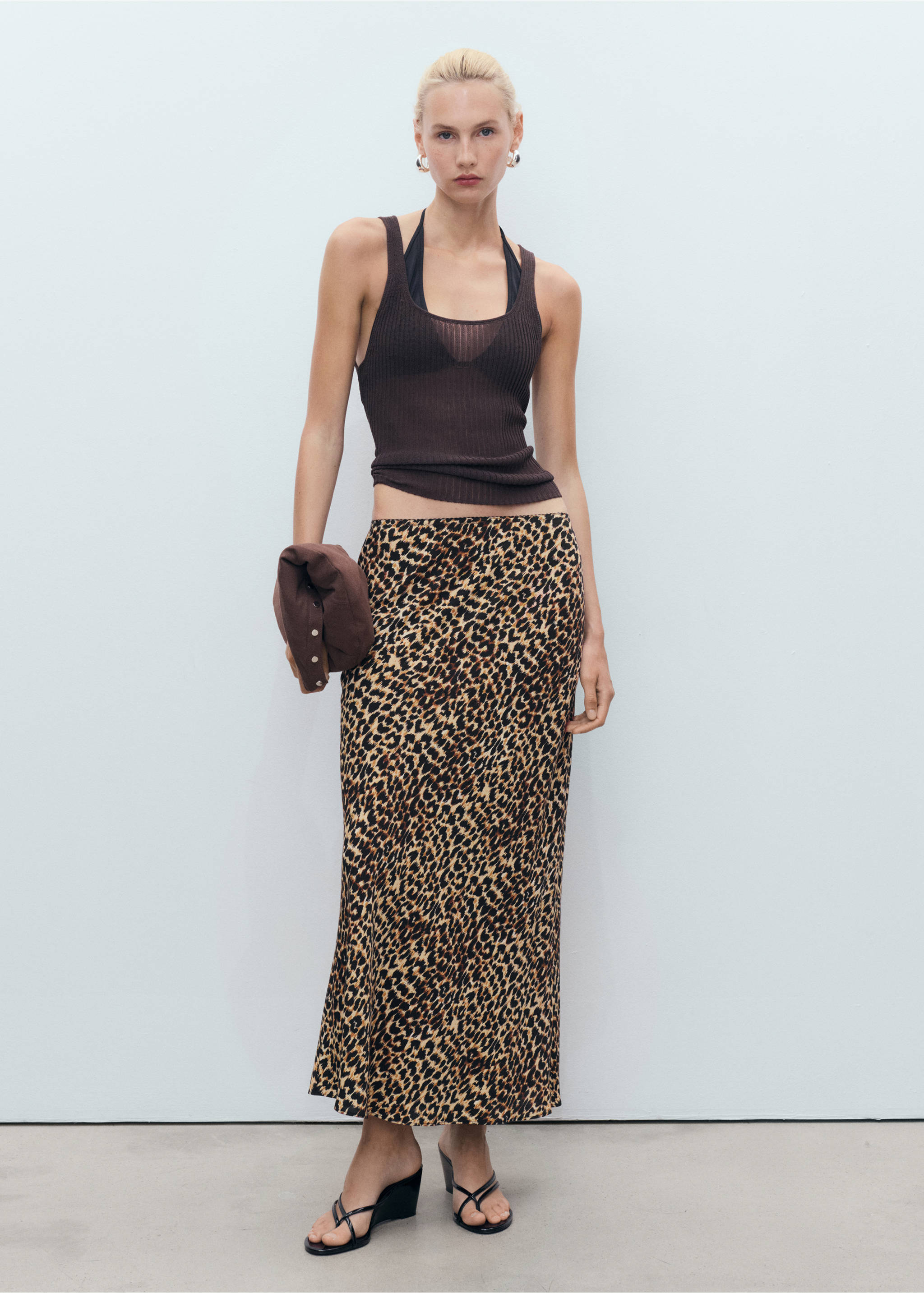 Leopard midi skirt - General plane, Brown. Ref: 17062927-00.