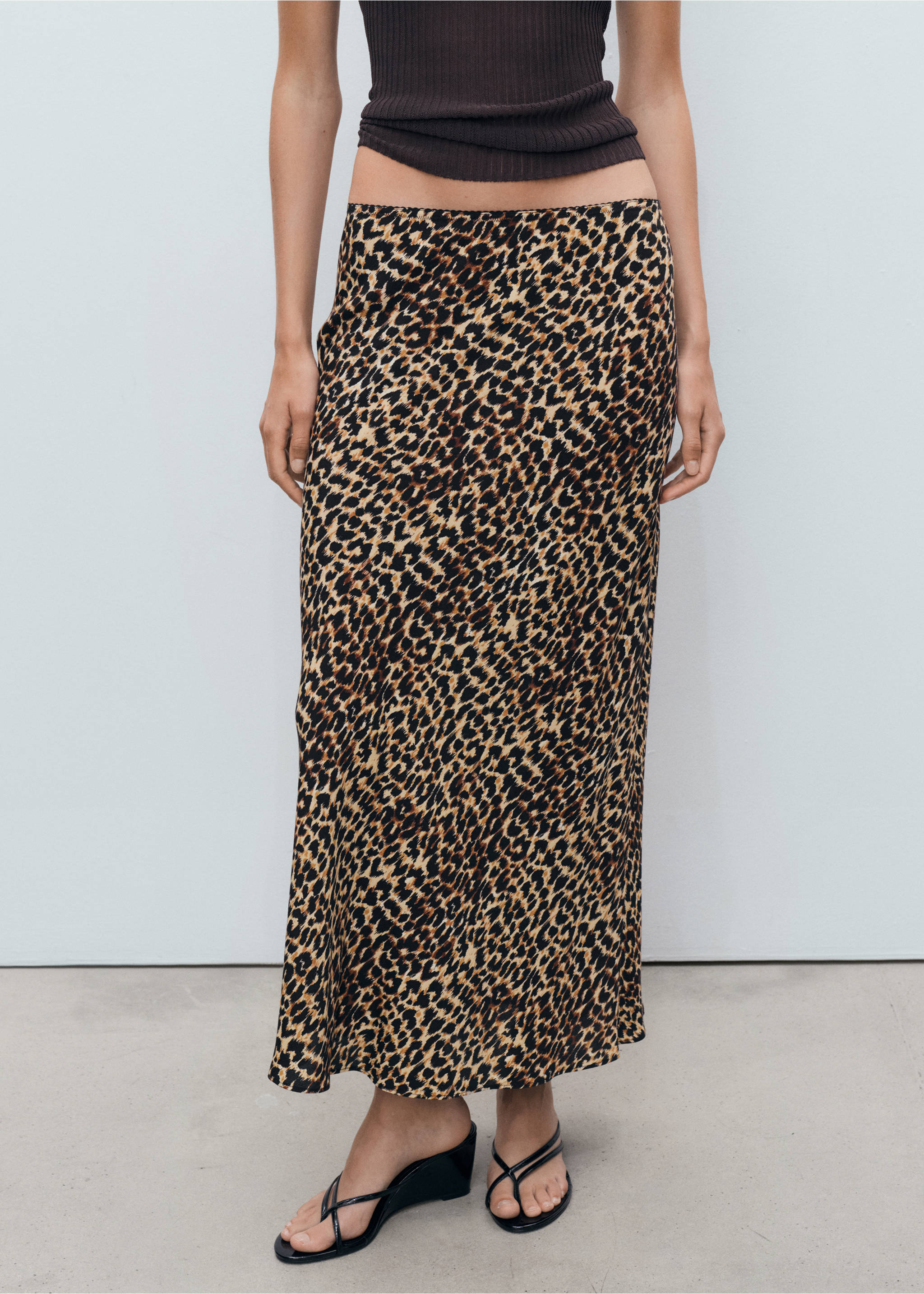 Leopard midi skirt - Medium plane, Brown. Ref: 17062927-00.