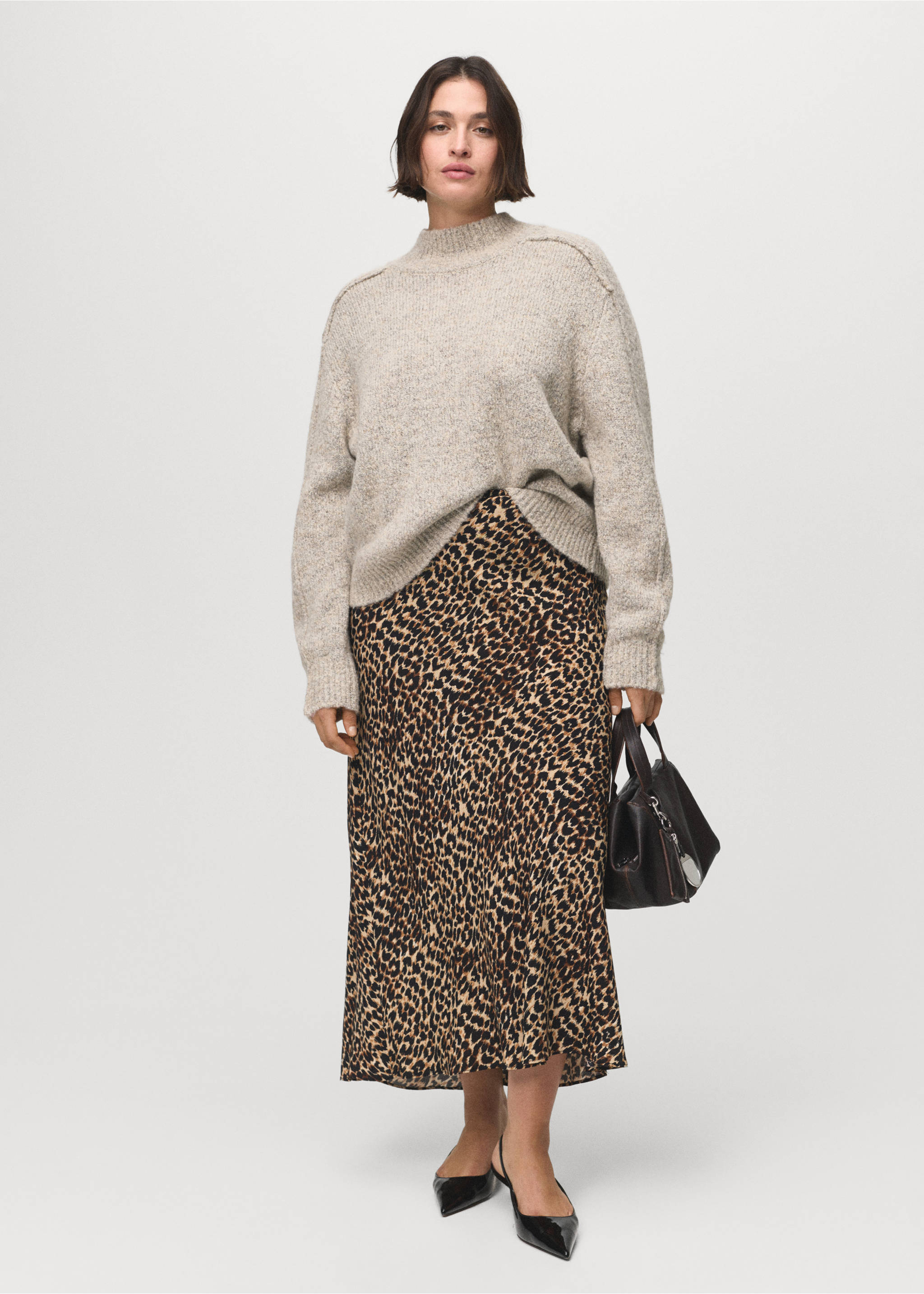Leopard midi skirt - Details of the article 3, Brown. Ref: 17062927-00.