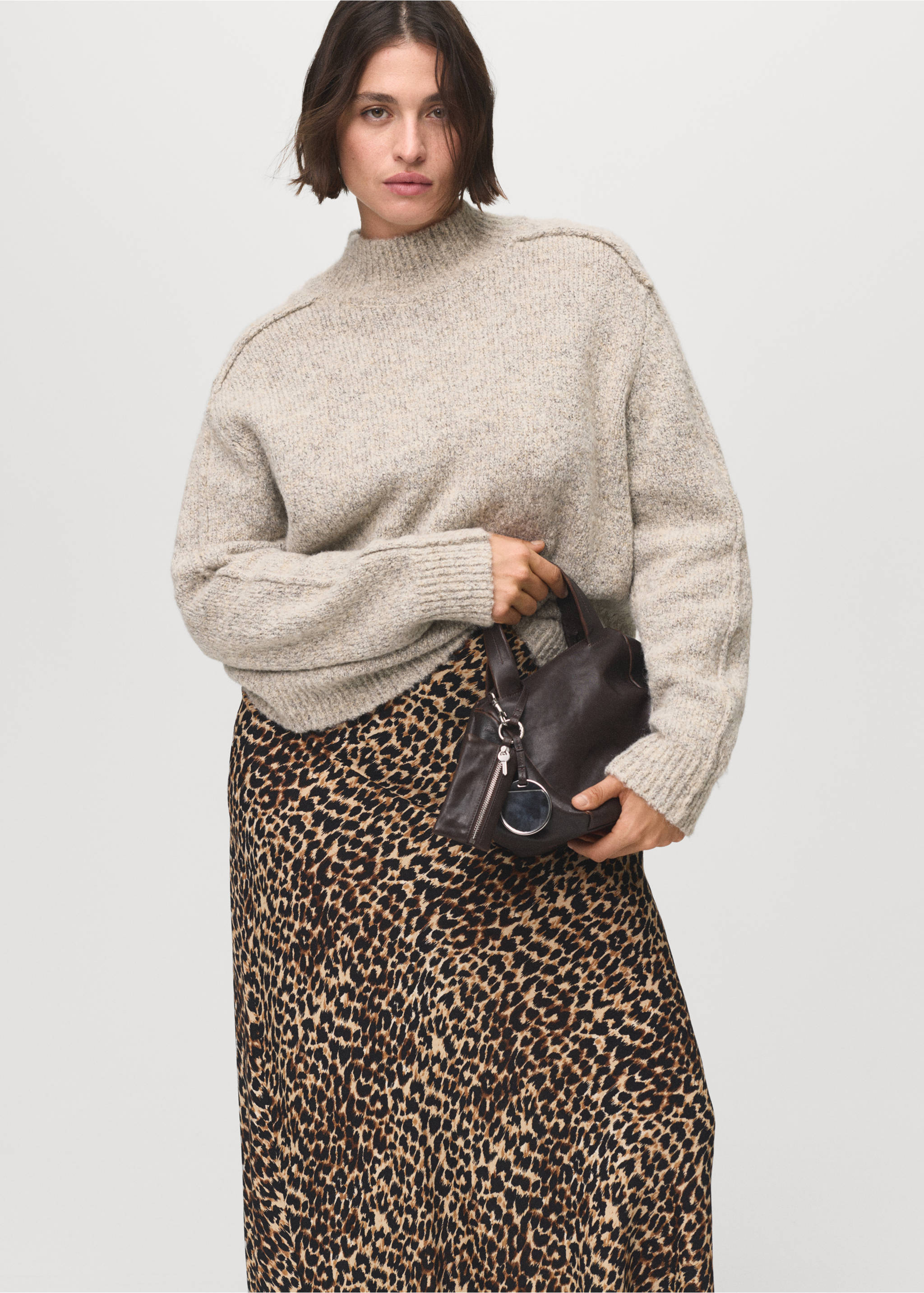 Leopard midi skirt - Details of the article 5, Brown. Ref: 17062927-00.