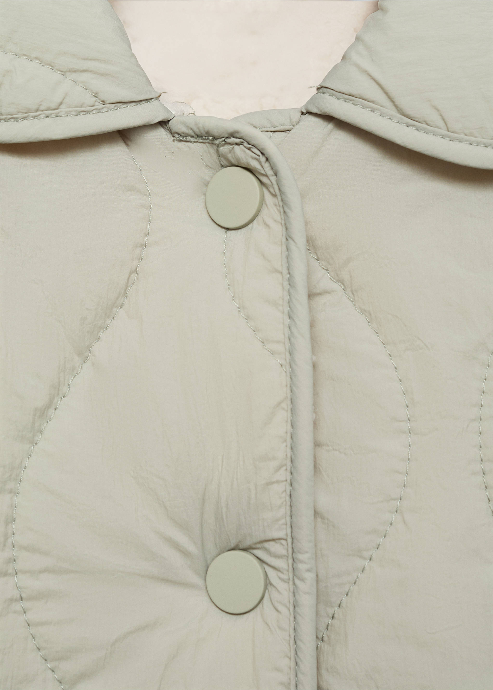 Padded anorak with shearling lining - Details of the article 8, Pastel Green. Ref: 17063271-00.