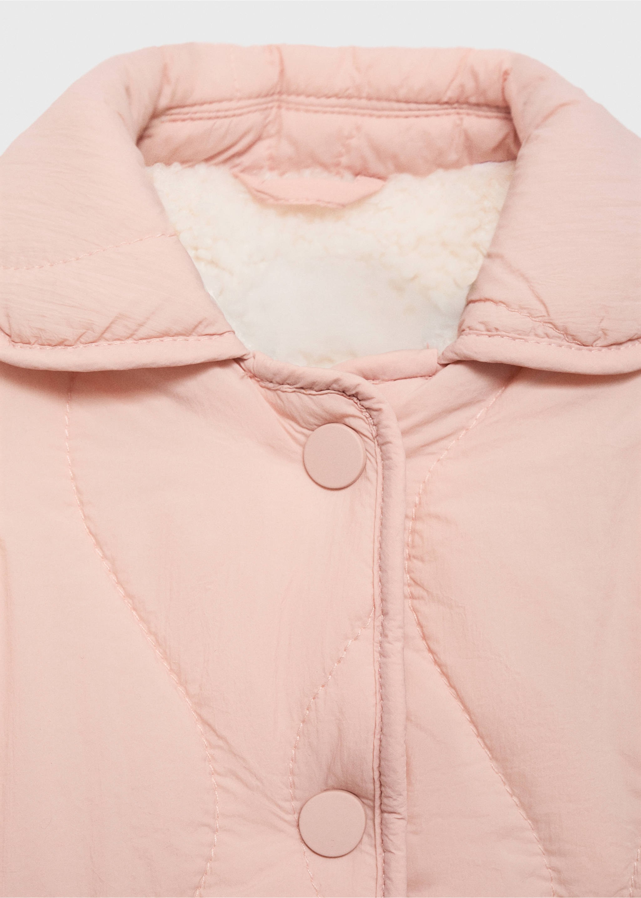 Padded anorak with shearling lining - Details of the article 8, Pastel Pink. Ref: 17063271-00.