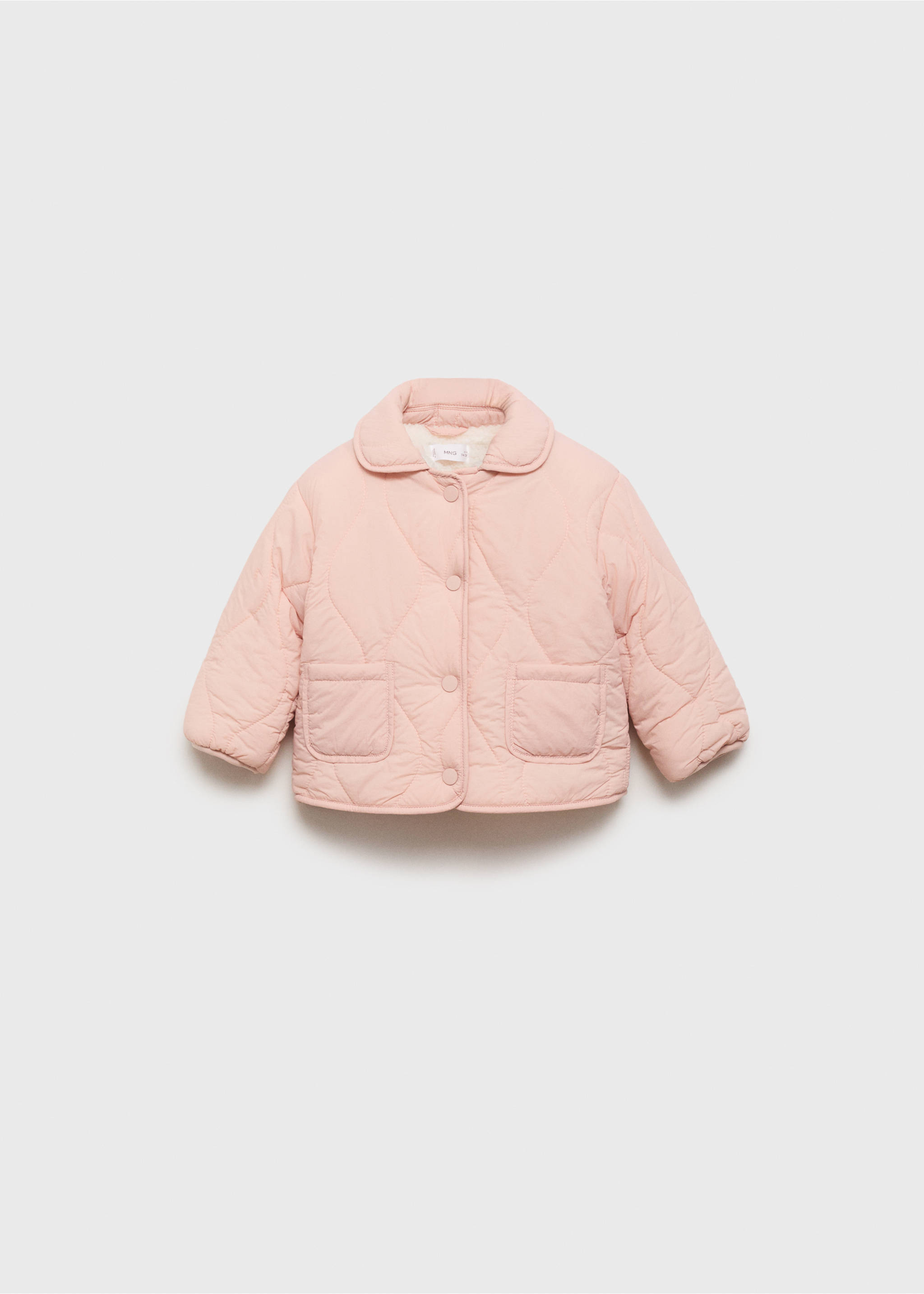 Padded anorak with shearling lining - Article without model, Pastel Pink. Ref: 17063271-00.
