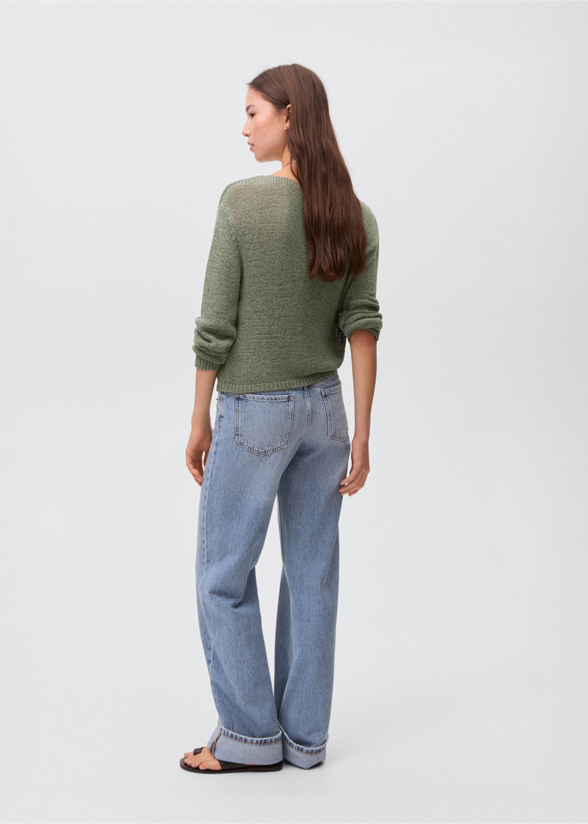 Openwork knit sweater - Reverse of the article, Khaki. Ref: 17063273-00.