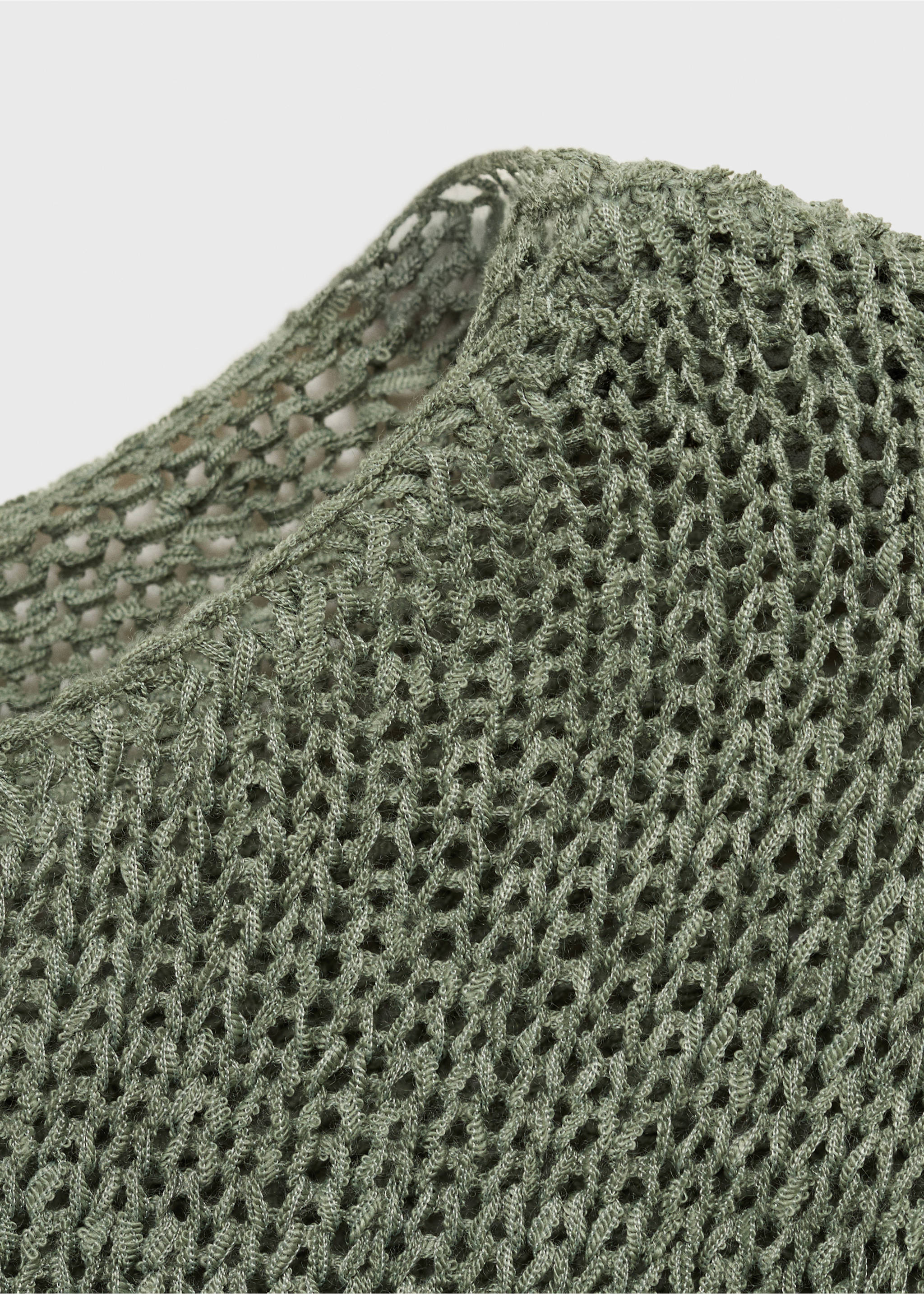 Openwork knit sweater - Details of the article 8, Khaki. Ref: 17063273-00.