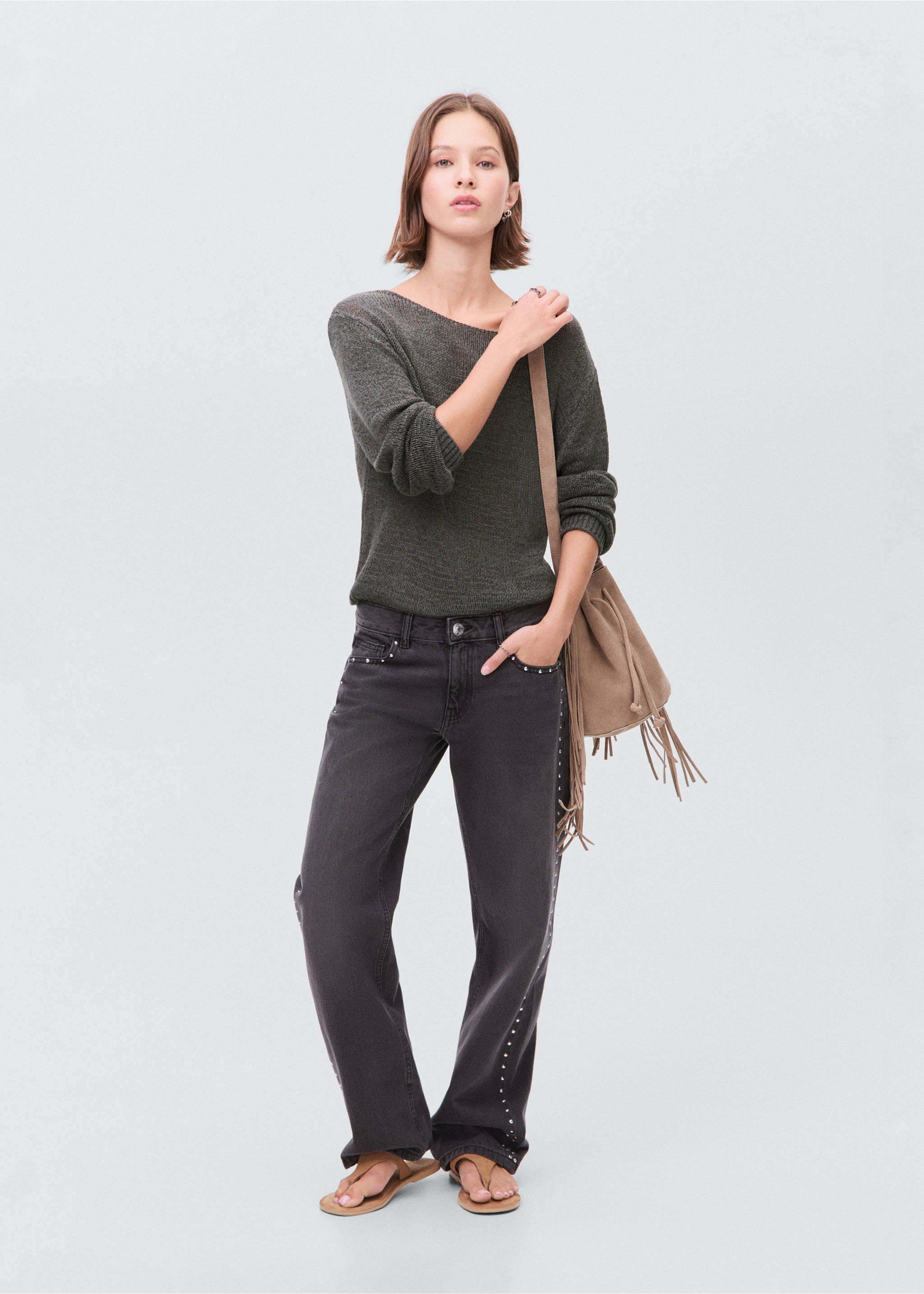 Pullover mit Lochstrickmuster - Allgemeine Ansicht, Anthrazit. Ref: 17063273-00.
