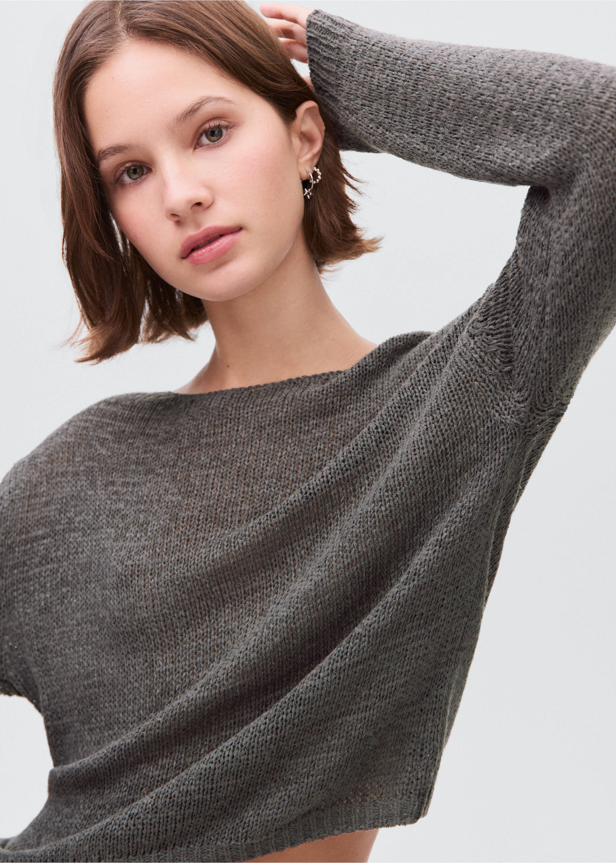 Pullover mit Lochstrickmuster - Detail des Artikels 1, Anthrazit. Ref: 17063273-00.