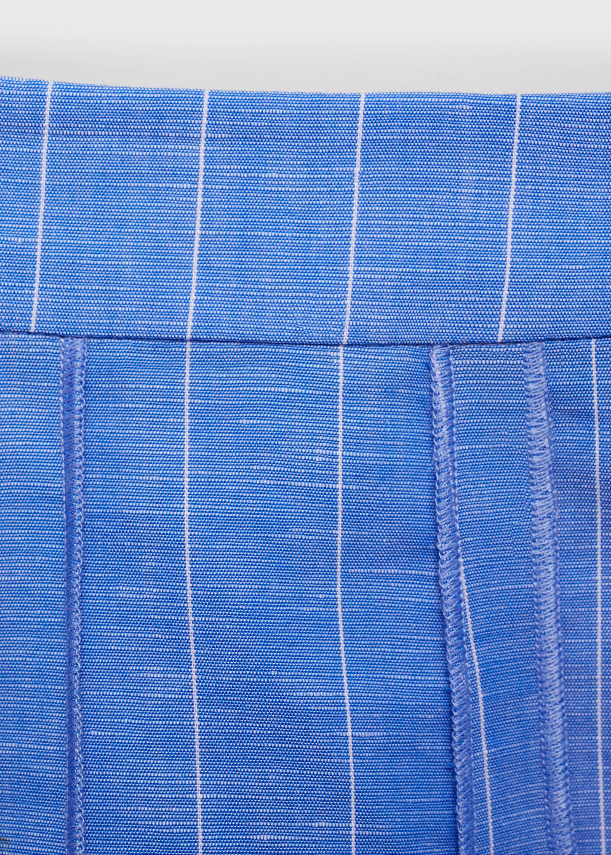 Striped linen-blend skirt - Details of the article 8, Blue. Ref: 17063276-00.
