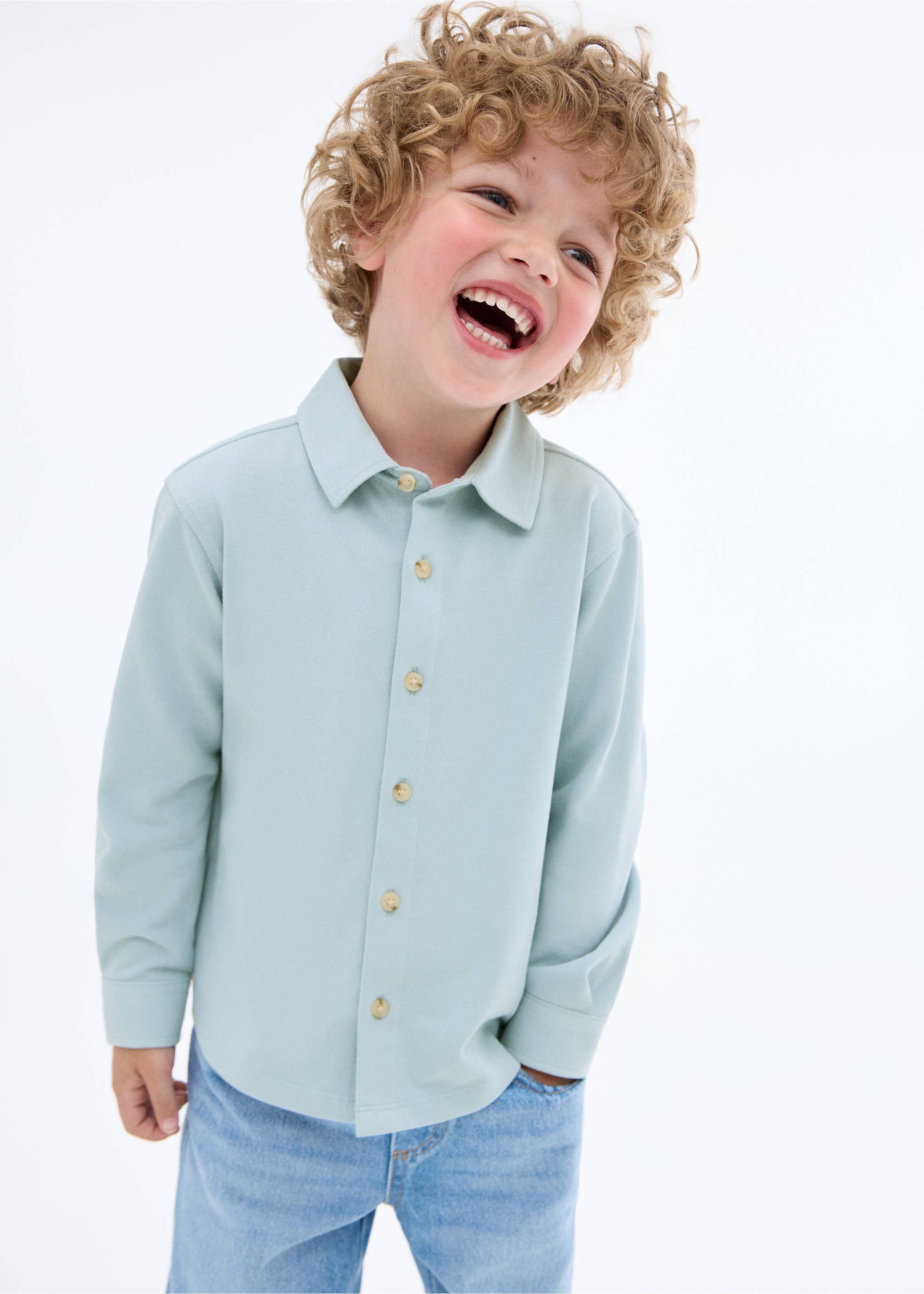 Cotton knit shirt - Medium plane, Sky Blue. Ref: 17063277-00.