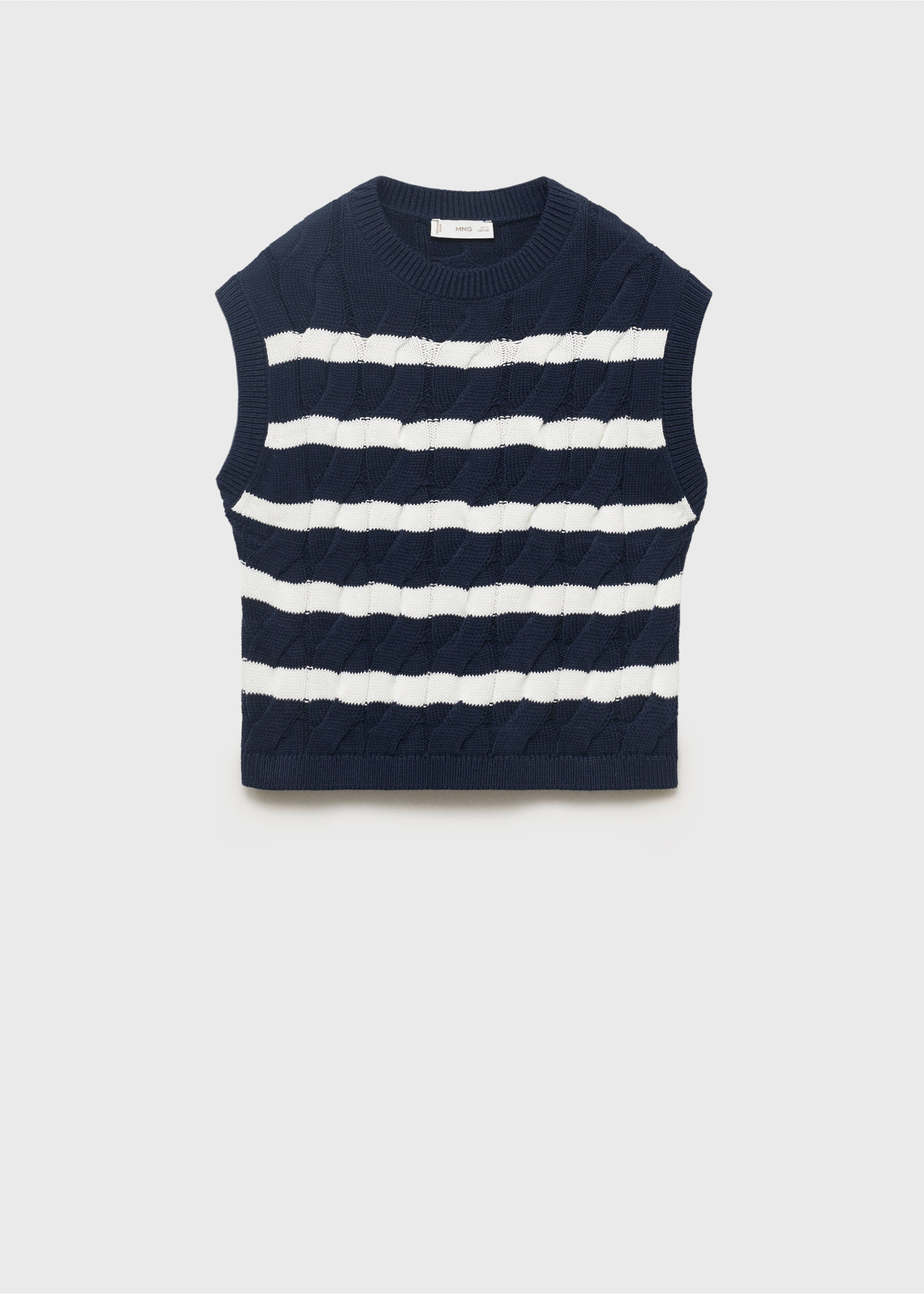 Braided-knit gilet - Article without model, Navy. Ref: 17063279-00.