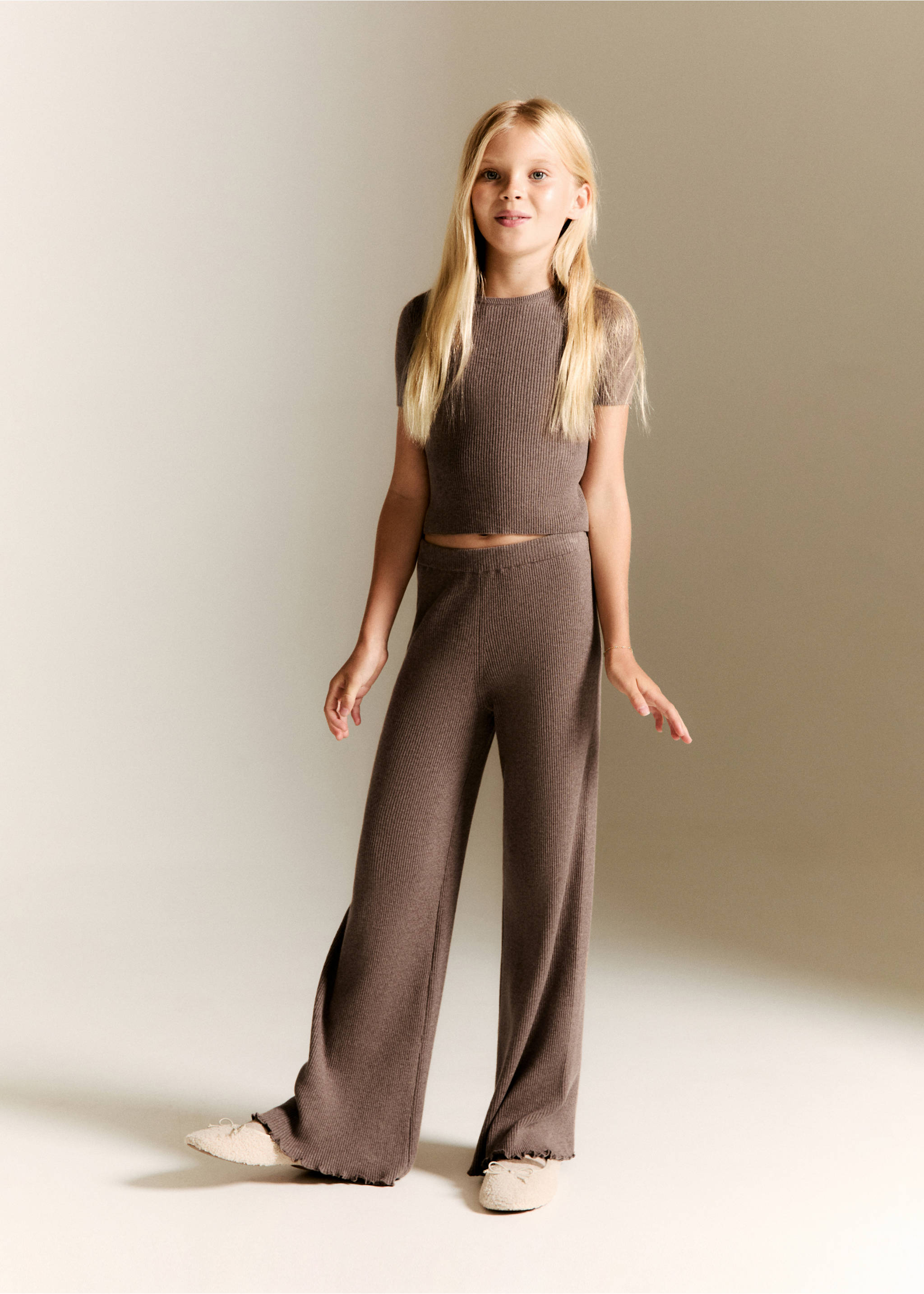 Ribbed-knit trousers - General plane, Brown. Ref: 17063280-00.