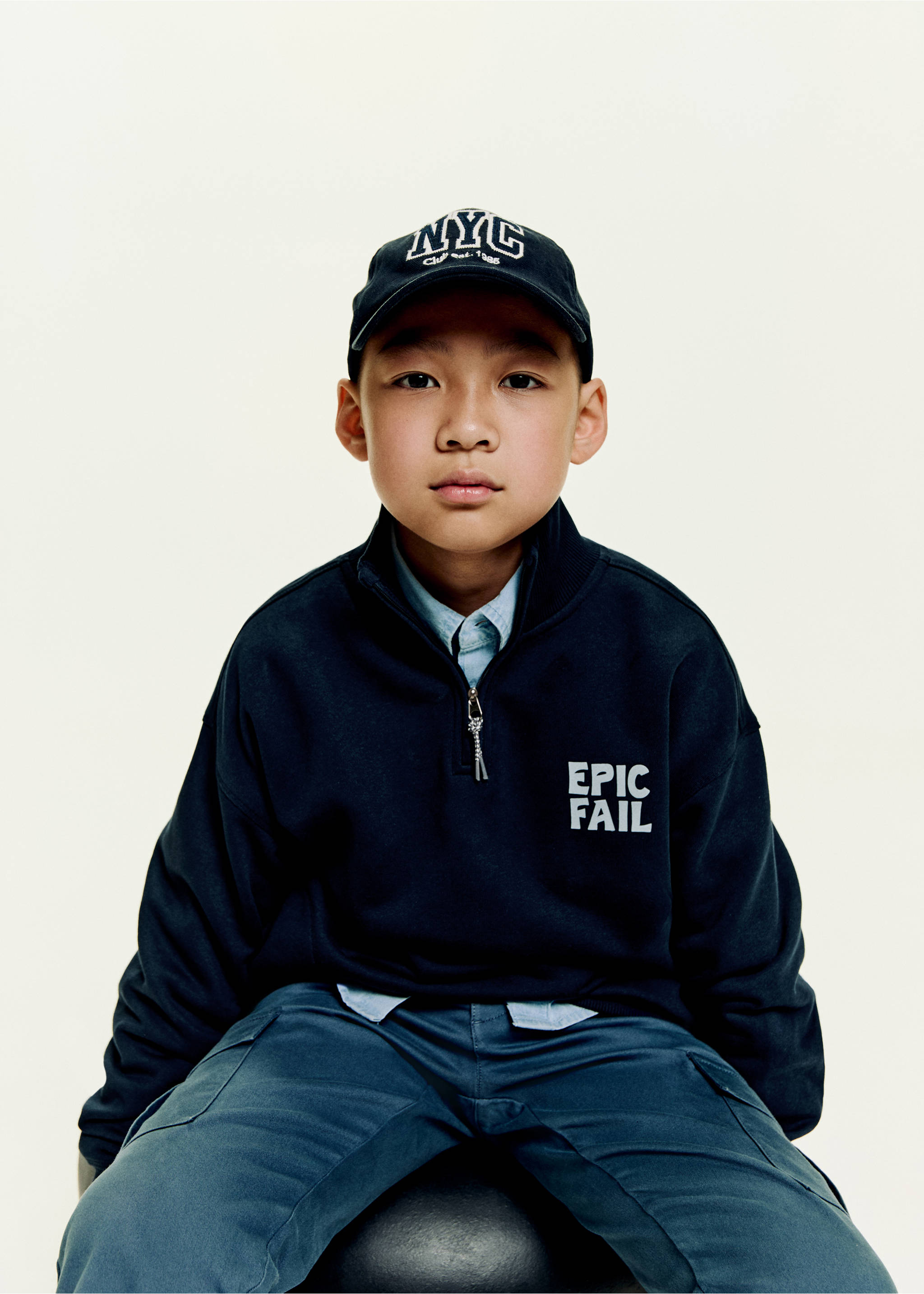 Printed cotton sweatshirt - General plane, Navy. Ref: 17063284-00.