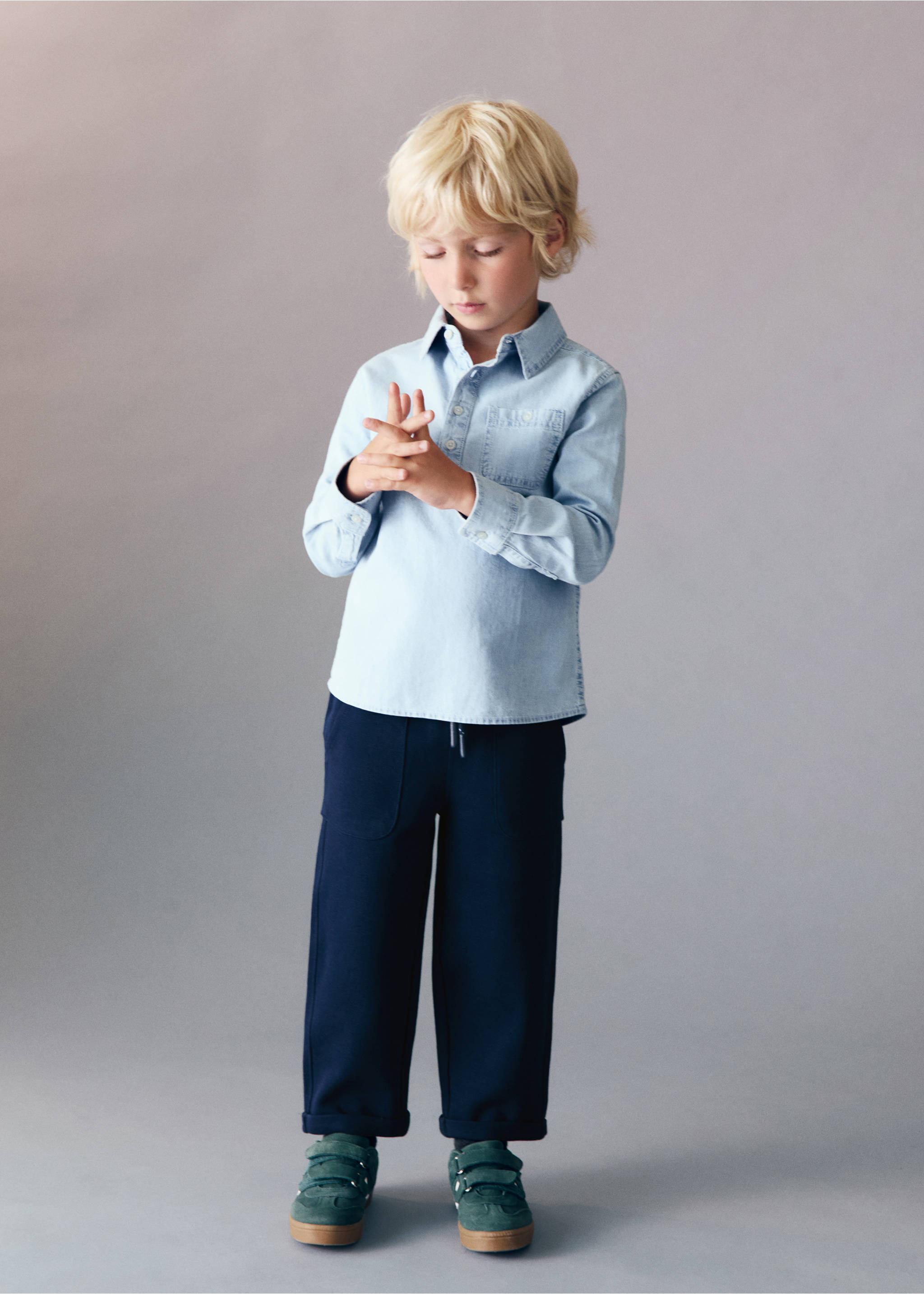 Straight-fit cotton trousers - General plane, Navy. Ref: 17063286-00.