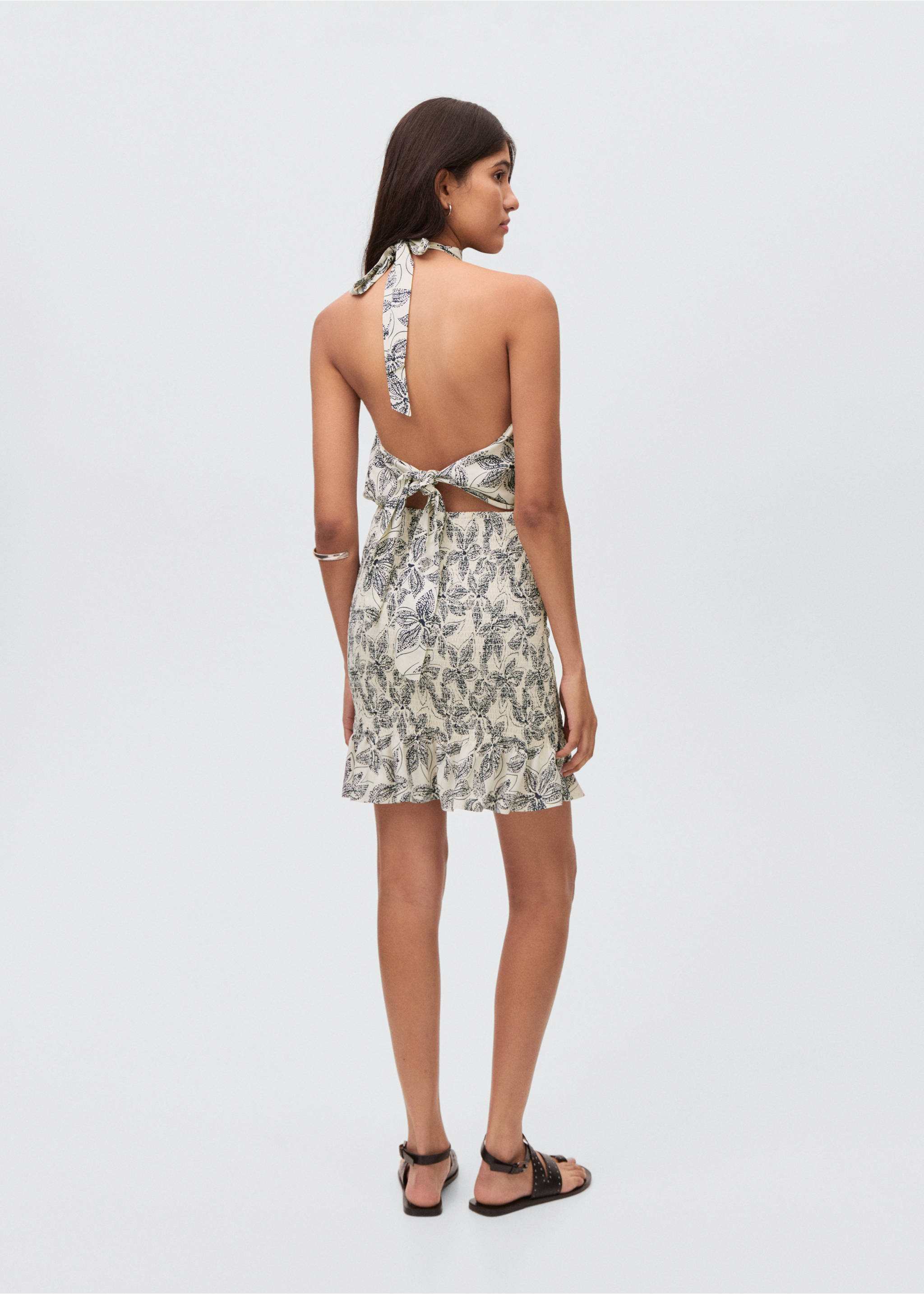 Floral-print halter dress - Reverse of the article, Off White. Ref: 17063290-00.