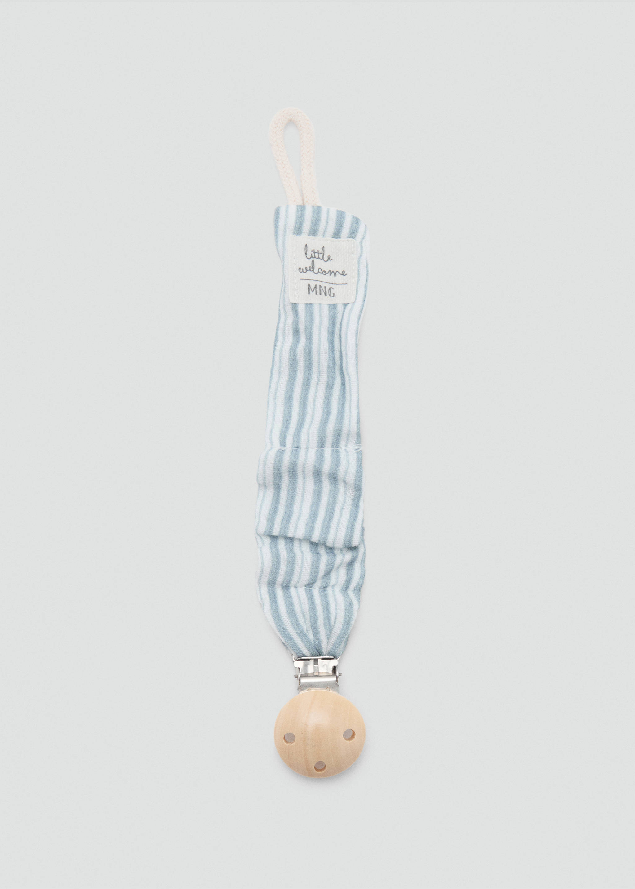 Striped brooch pacifier holder - Medium plane, Pastel Green. Ref: 17063305-00.