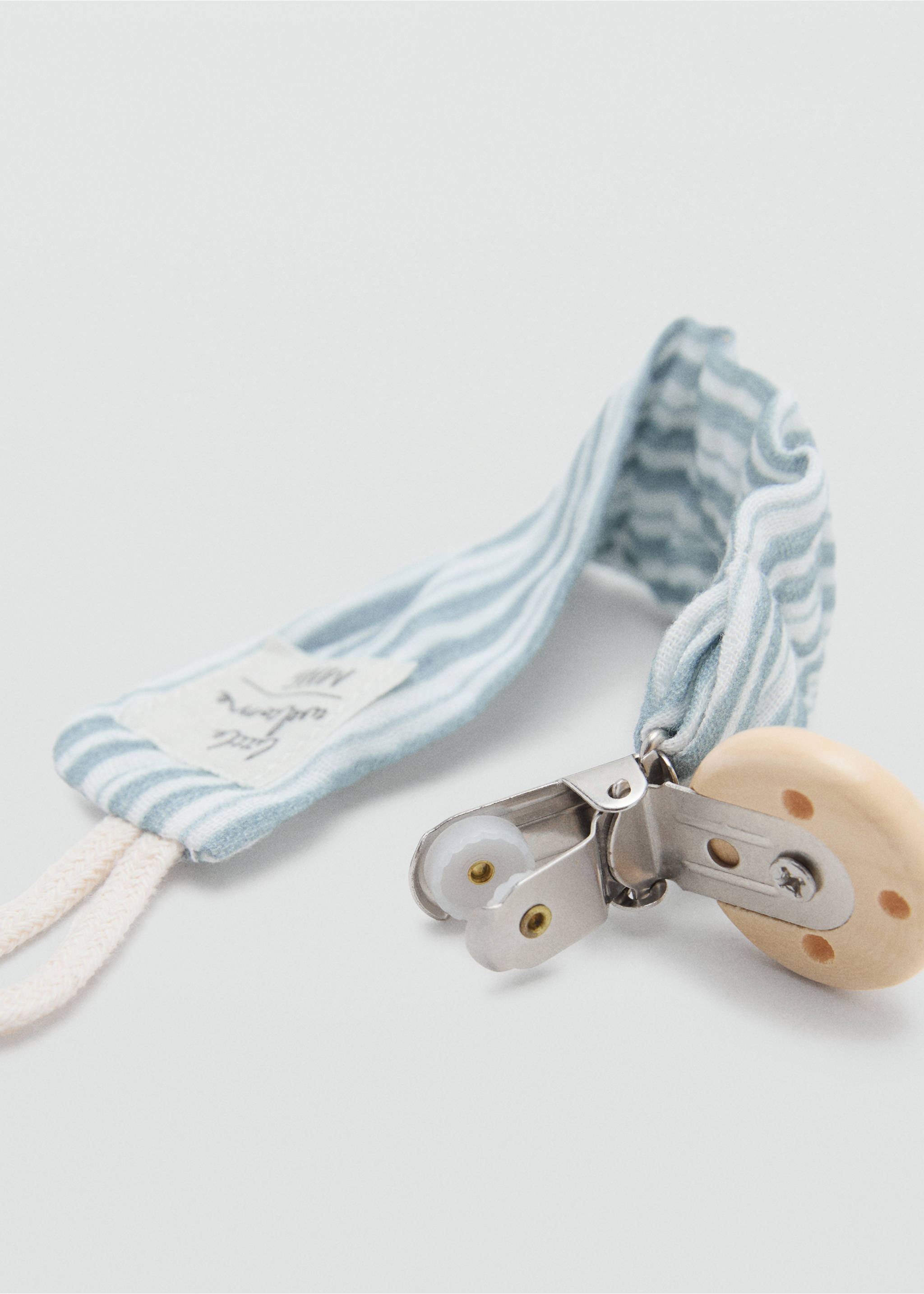 Striped brooch pacifier holder - Details of the article 1, Pastel Green. Ref: 17063305-00.