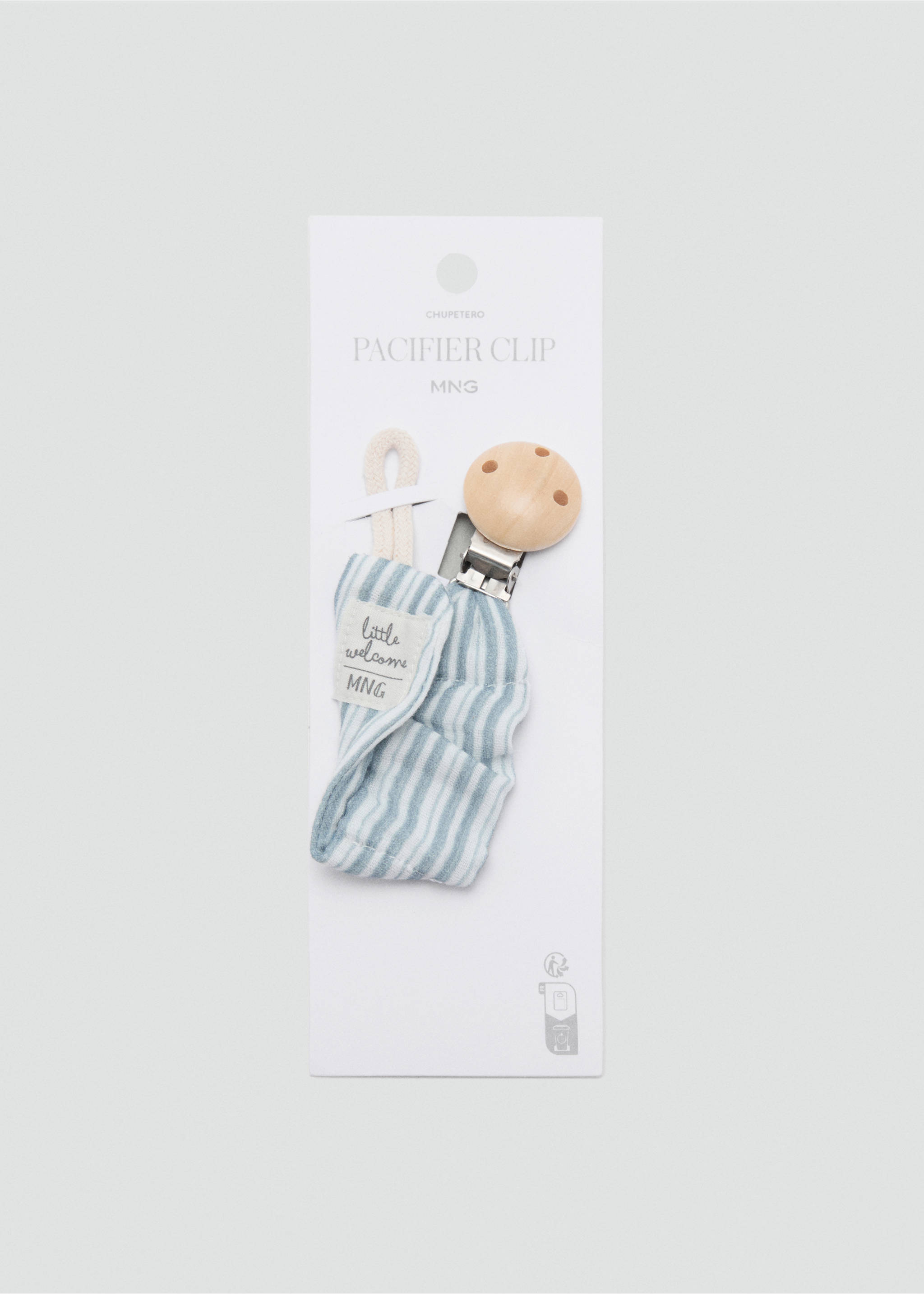 Striped brooch pacifier holder - Article without model, Pastel Green. Ref: 17063305-00.