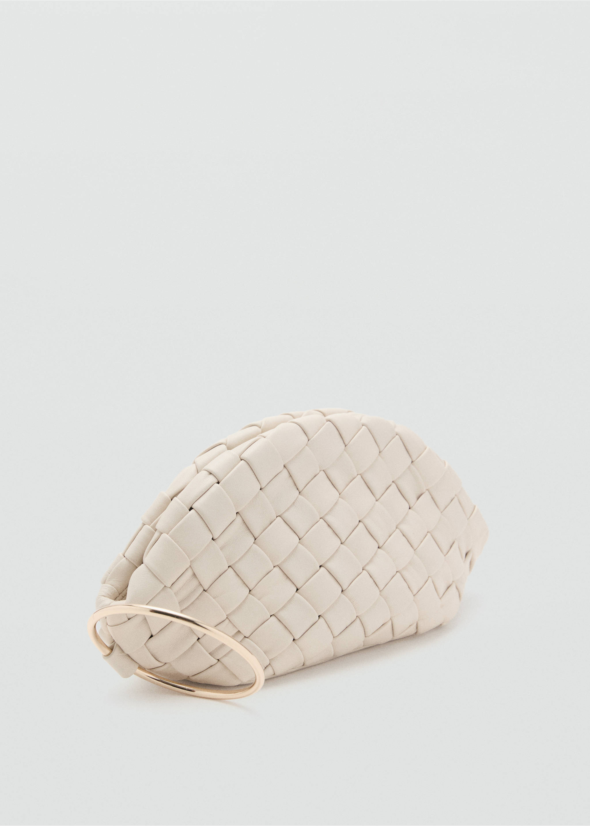 Braided leather clutch bag - Medium plane, Off White. Ref: 17063308-00.